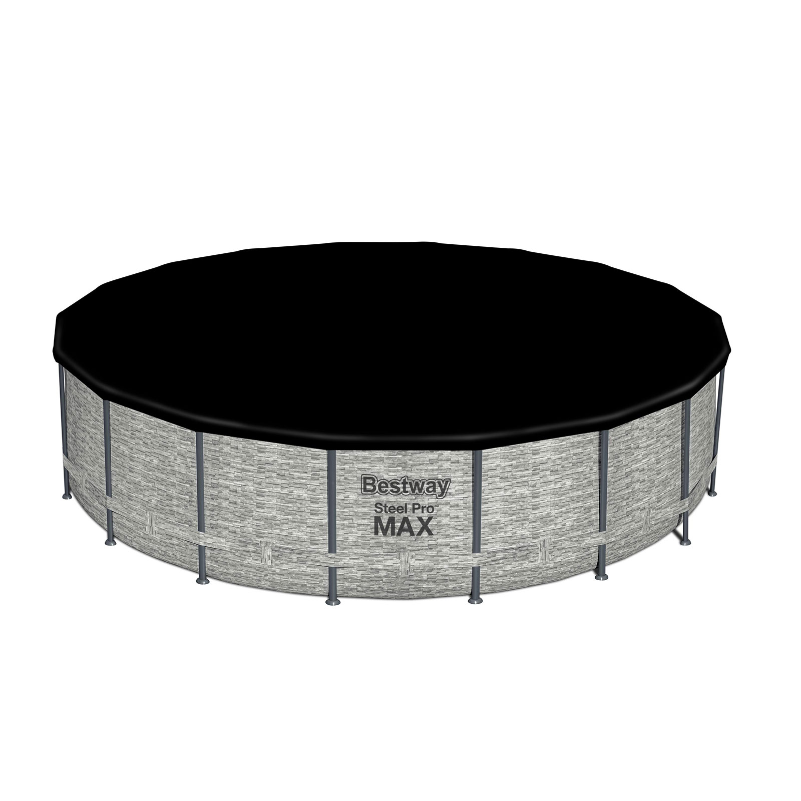 Piscina Desmontável Tubular Bestway Steel Pro Max Design Pedra Ø549x122 cm Purificador Cartucho 5.678 L/H, Cobertura e Escada - Image 3