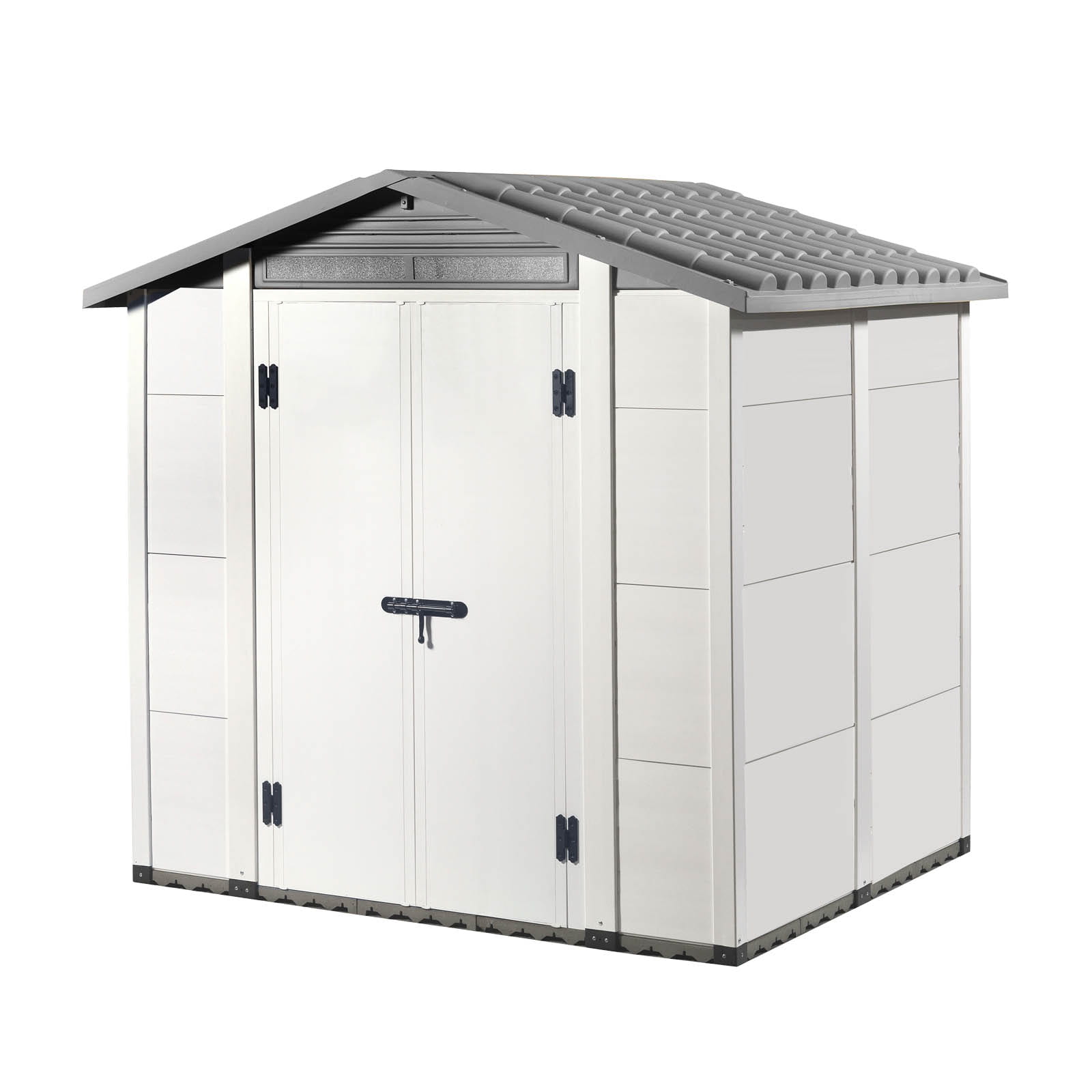 Galpão de Resina Gardiun Urban 200 - 3,98 m² 220 x 181 x 177/216 cm com Piso de 45 mm e Porta de Abertura Dupla | Cinza