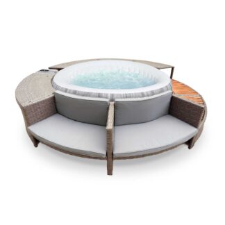 Spa Insuflável de Hidromassagem Bestway Lay-Z-SPA Fiji Airjet Ø180x66 cm + Revestimento K2O Full Surround 180 289x45x56 cm Borda para Spa