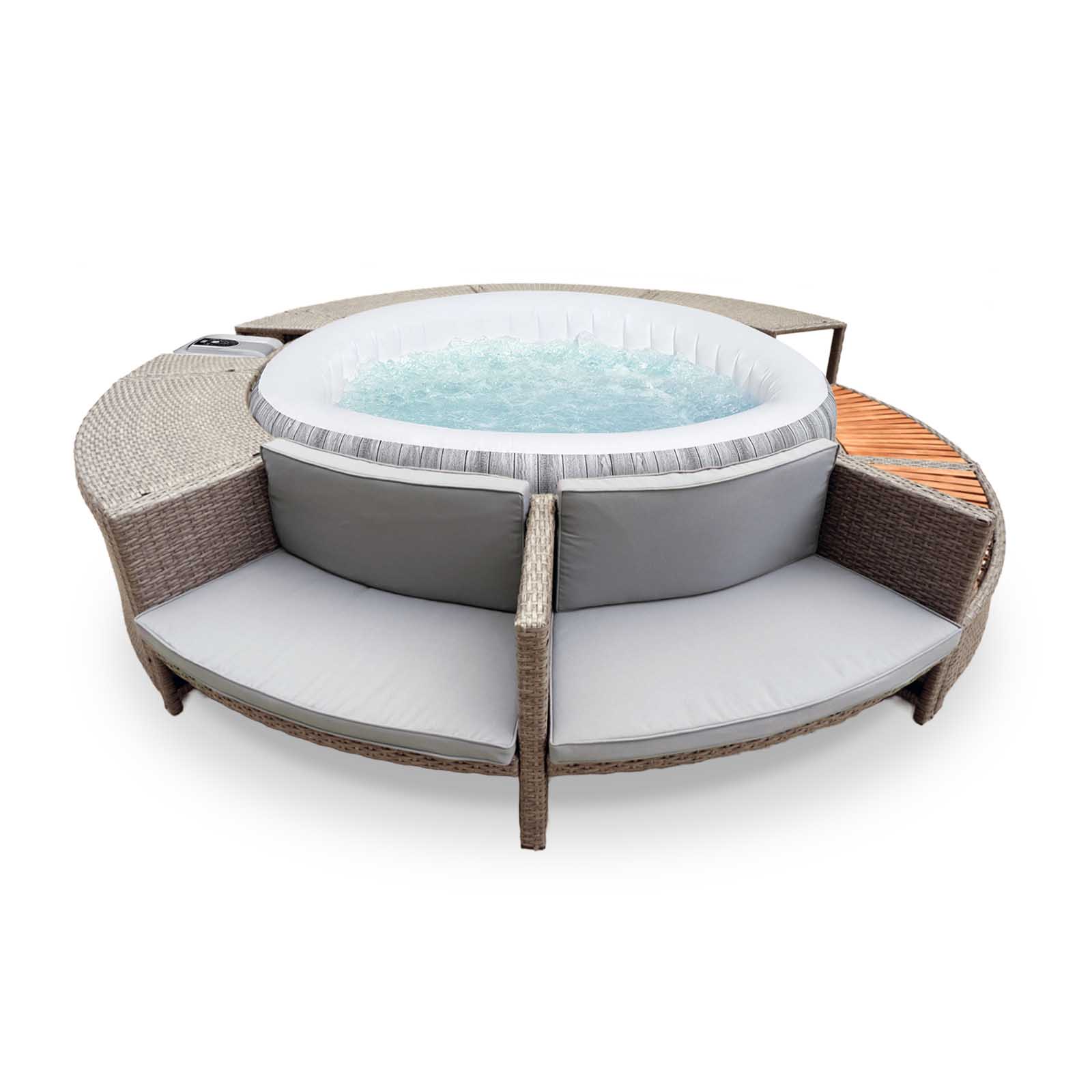 Spa Insuflável de Hidromassagem Bestway Lay-Z-SPA Fiji Airjet Ø180x66 cm + Revestimento K2O Full Surround 180 289x45x56 cm Borda para Spa