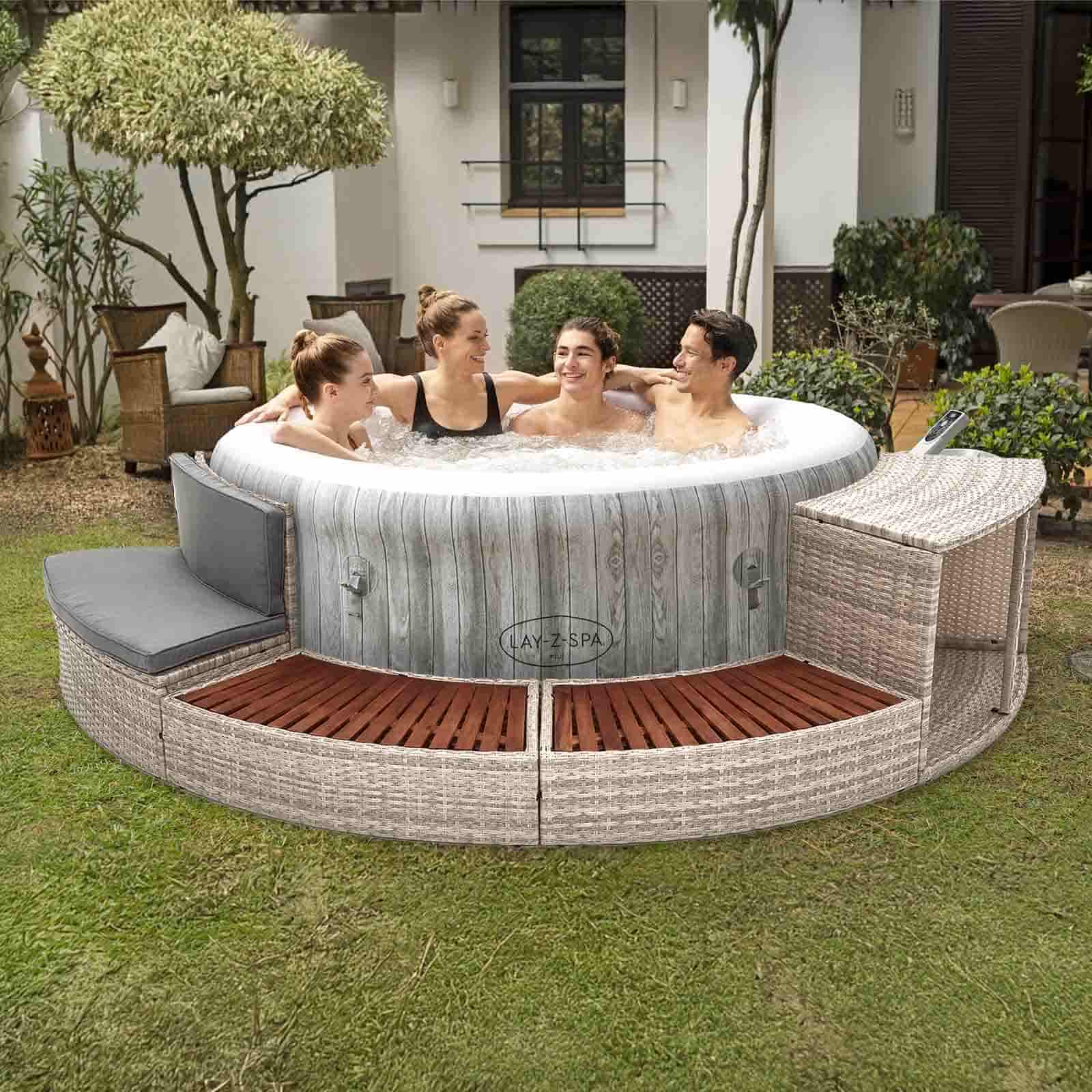 Spa de Hidromassagem Insuflável Bestway Lay-Z-SPA Fiji Airjet Ø180x66 cm + K2O Half Surround 180 289x45x56 cm Borda Semi-Circular para Spa - Image 2