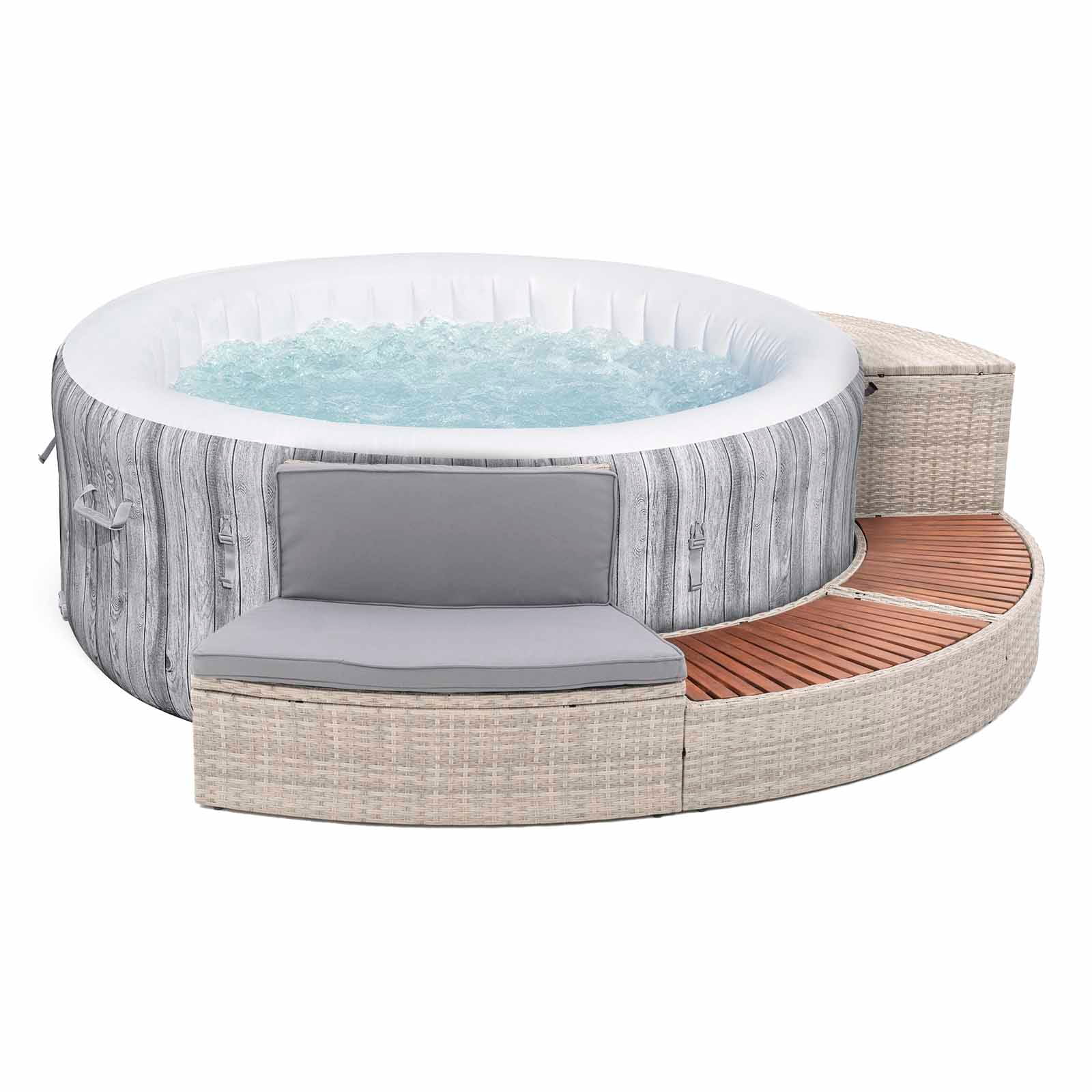 Spa de Hidromassagem Insuflável Bestway Lay-Z-SPA Fiji Airjet Ø180x66 cm + K2O Half Surround 180 289x45x56 cm Borda Semi-Circular para Spa - Image 3