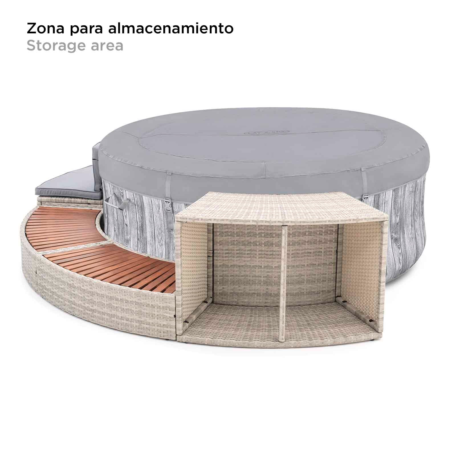Spa de Hidromassagem Insuflável Bestway Lay-Z-SPA Fiji Airjet Ø180x66 cm + K2O Half Surround 180 289x45x56 cm Borda Semi-Circular para Spa - Image 5