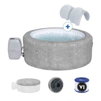 Spa Insuflável Bestway Lay-Z-Spa Zurich Ø180×66 cm para 4 Pessoas com Airjet, Cobertura e 2 Apoios de Cabeça