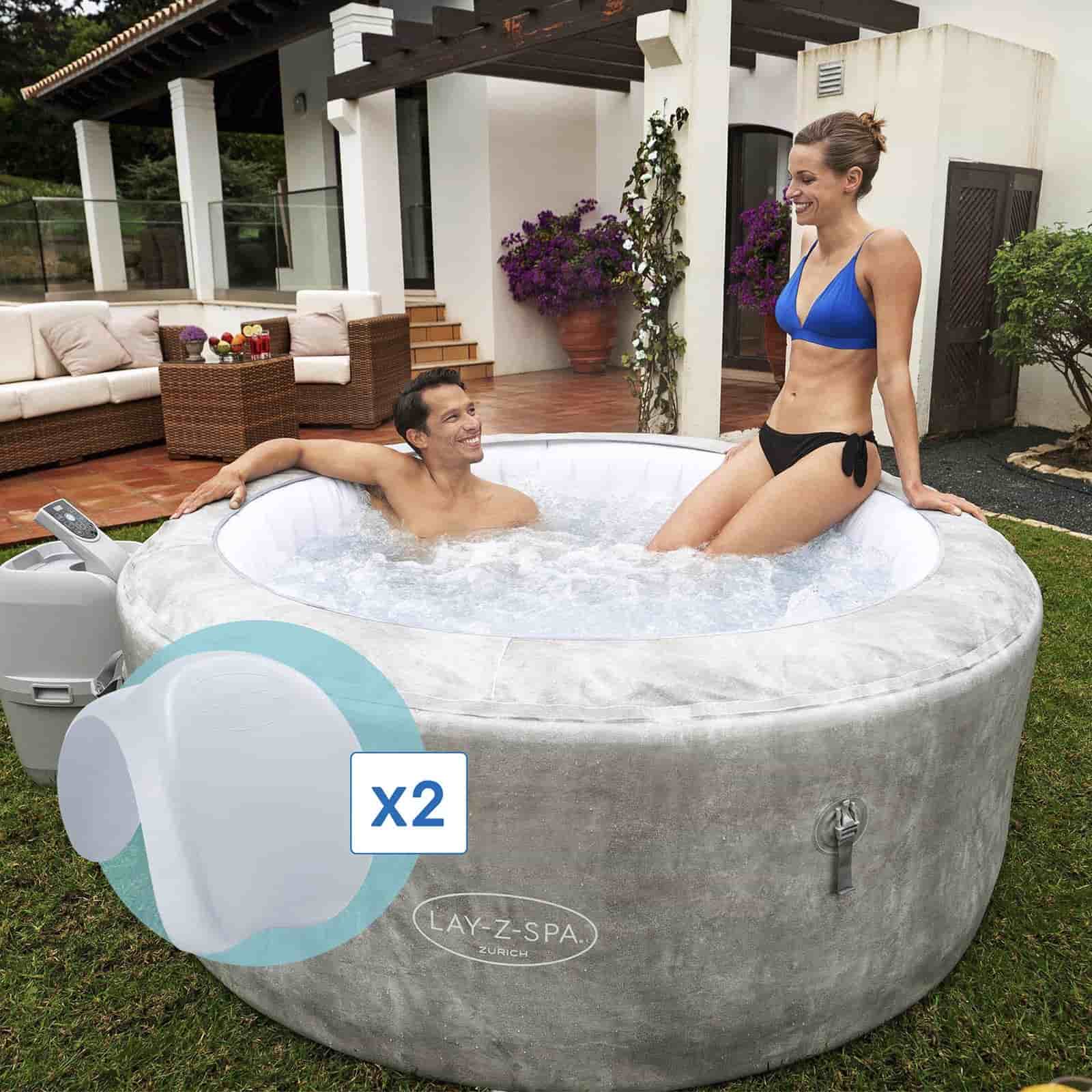 Spa Insuflável Bestway Lay-Z-Spa Zurich Ø180×66 cm para 4 Pessoas com Airjet, Cobertura e 2 Apoios de Cabeça - Image 2