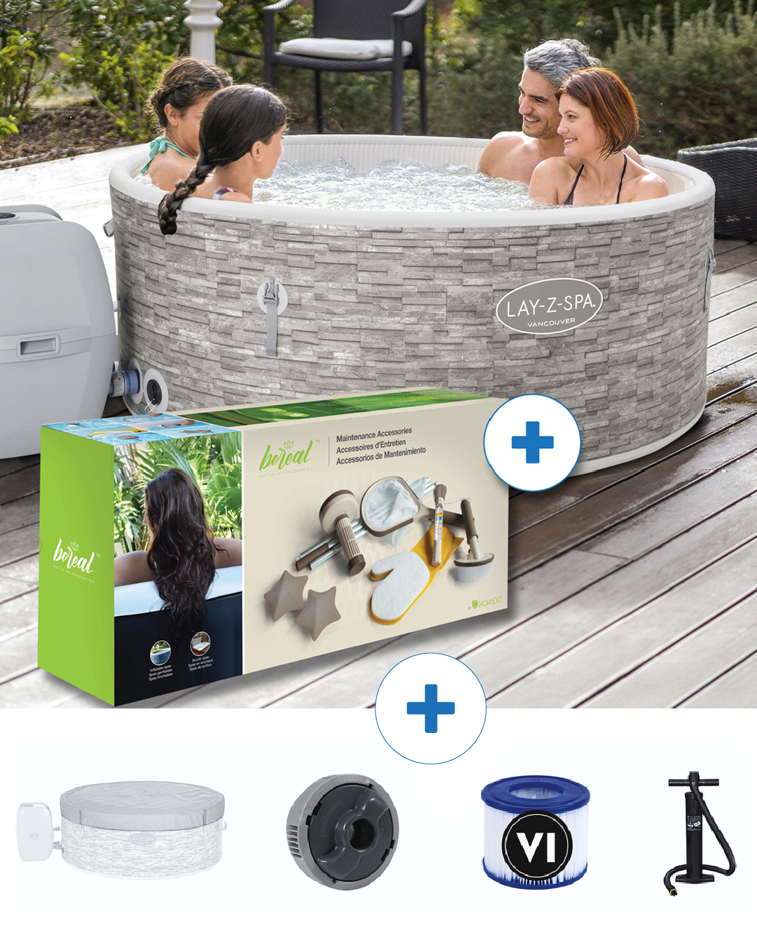 Spa Hinchable Bestway Lay-Z-Spa Vancouver Ø155x60 cm para 3-5 Personas con Airjet , Cobertor y Kit de Limpieza - Imagen 2