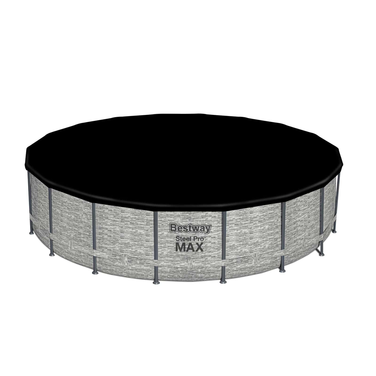 Piscina Desmontável Tubular Bestway Steel Pro Max Design Pedra Ø549x122 cm Purificador Cartucho 5.678 L/H, Cobertura, Escada e Kit Limpador de Fundo - Image 5