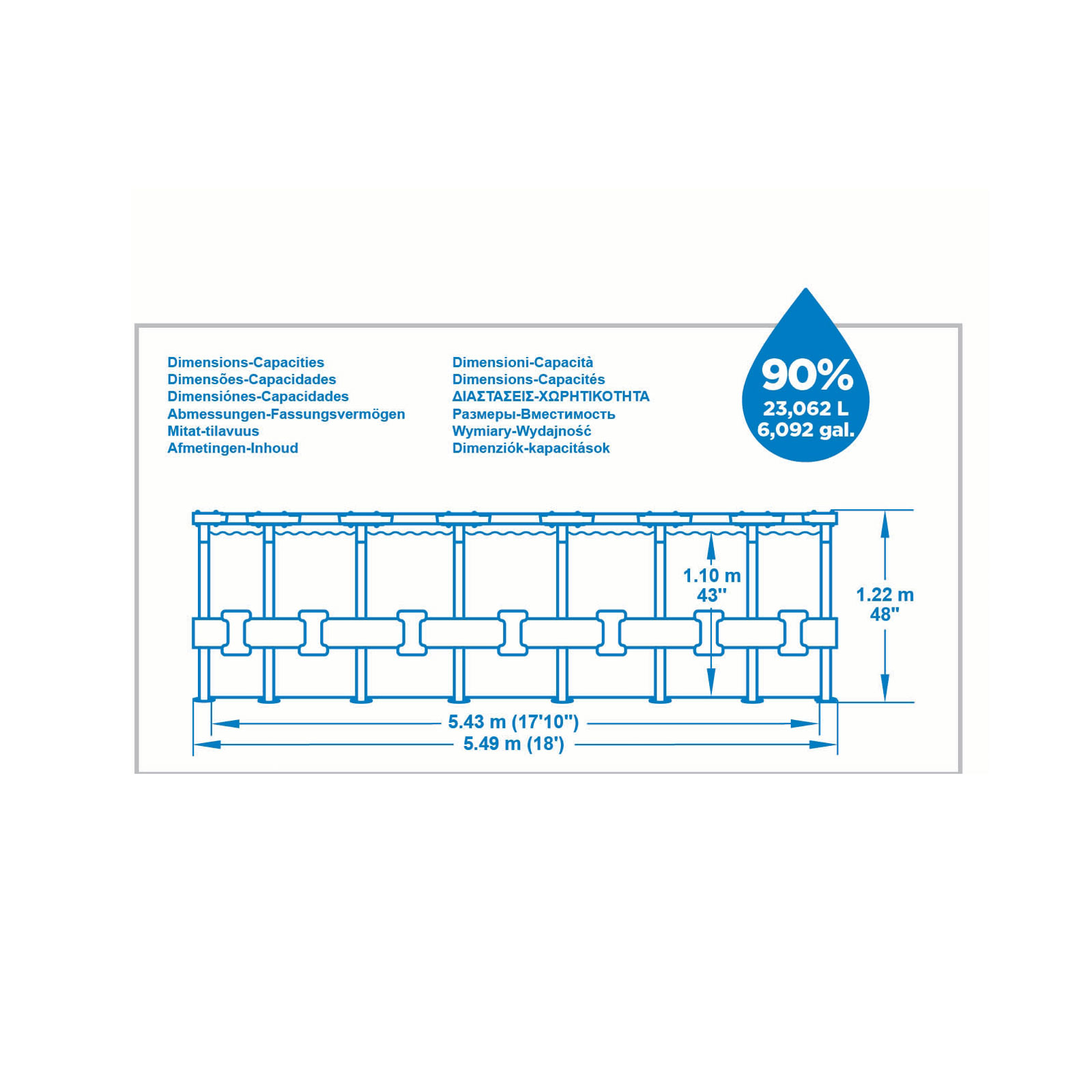 Piscina Desmontable Tubular Bestway Steel Pro Max Diseño Piedra Ø549x122 cm Depuradora Cartucho 5.678 L/H Cobertor, Escalera y Kit Limpiafondos - Imagen 6