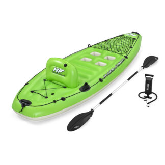 Caiaque Insuflável Bestway Hydro-Force Koracle 285 x 92 x 57 cm Individual com Remo, Barbatanas, Bomba Manual e Bolsa de Transporte