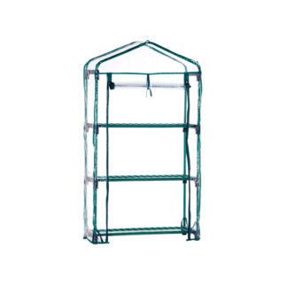 Estufa de PVC e Aço Gardiun Leaf I 3 Prateleiras 69x49x130 cm Verde com Porta com Fecho de Correr