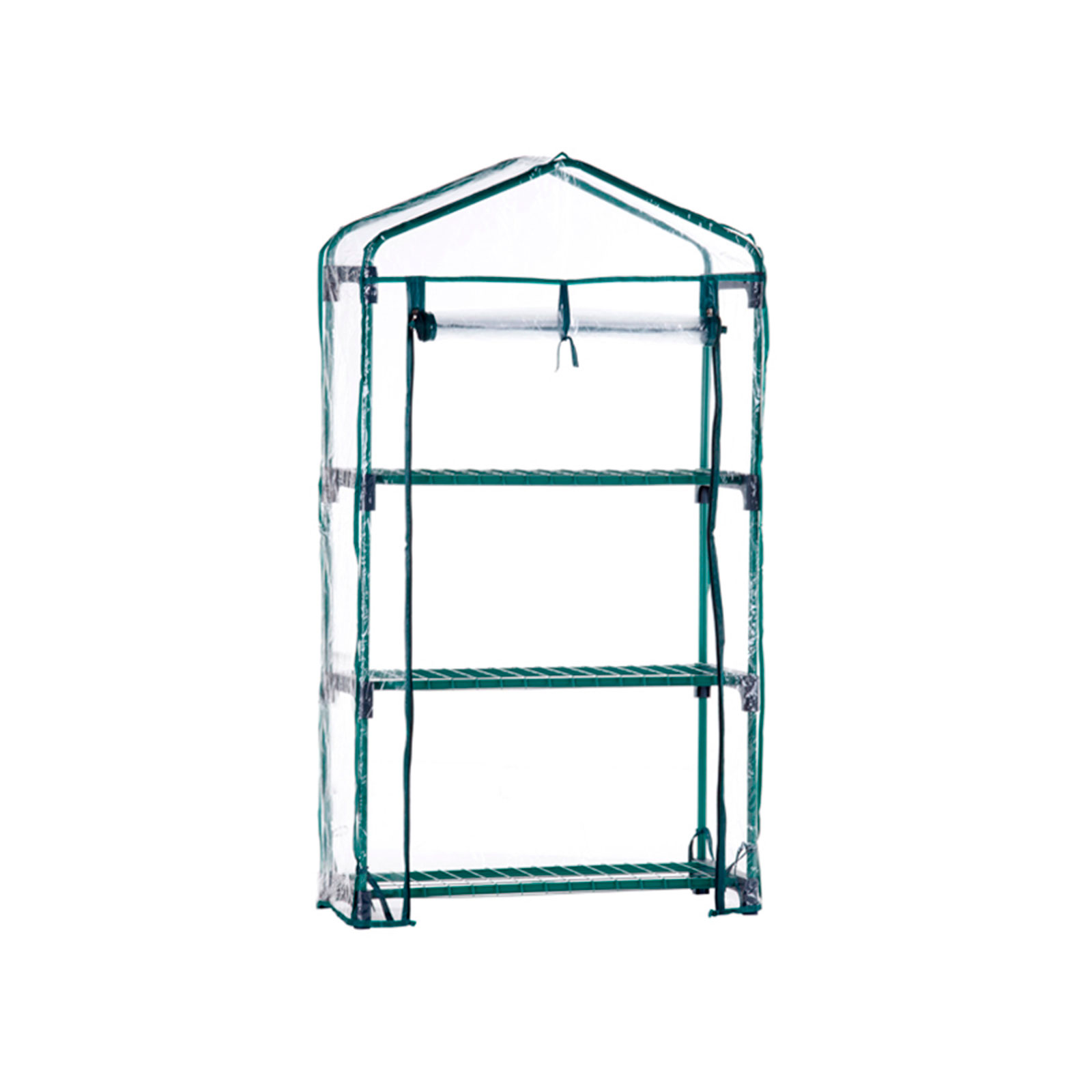 Estufa de PVC e Aço Gardiun Leaf I 3 Prateleiras 69x49x130 cm Verde com Porta com Fecho de Correr