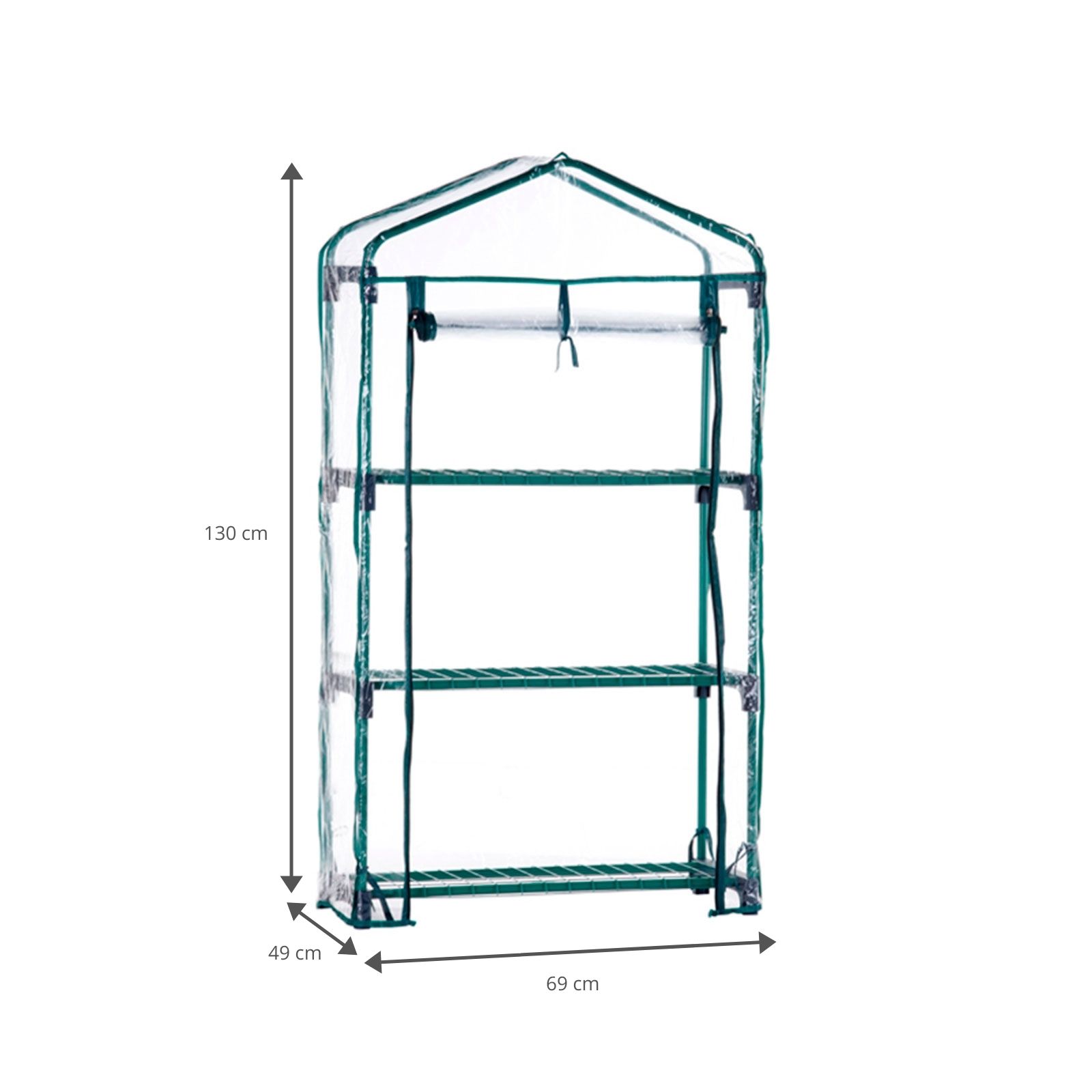 Estufa de PVC e Aço Gardiun Leaf I 3 Prateleiras 69x49x130 cm Verde com Porta com Fecho de Correr - Image 2