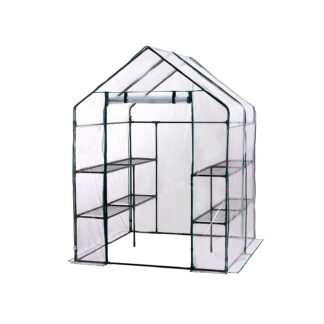 Estufa de PVC e Aço Gardiun New Leaf 4 Prateleiras 143x143x195 cm Verde com Porta com Fecho de Correr