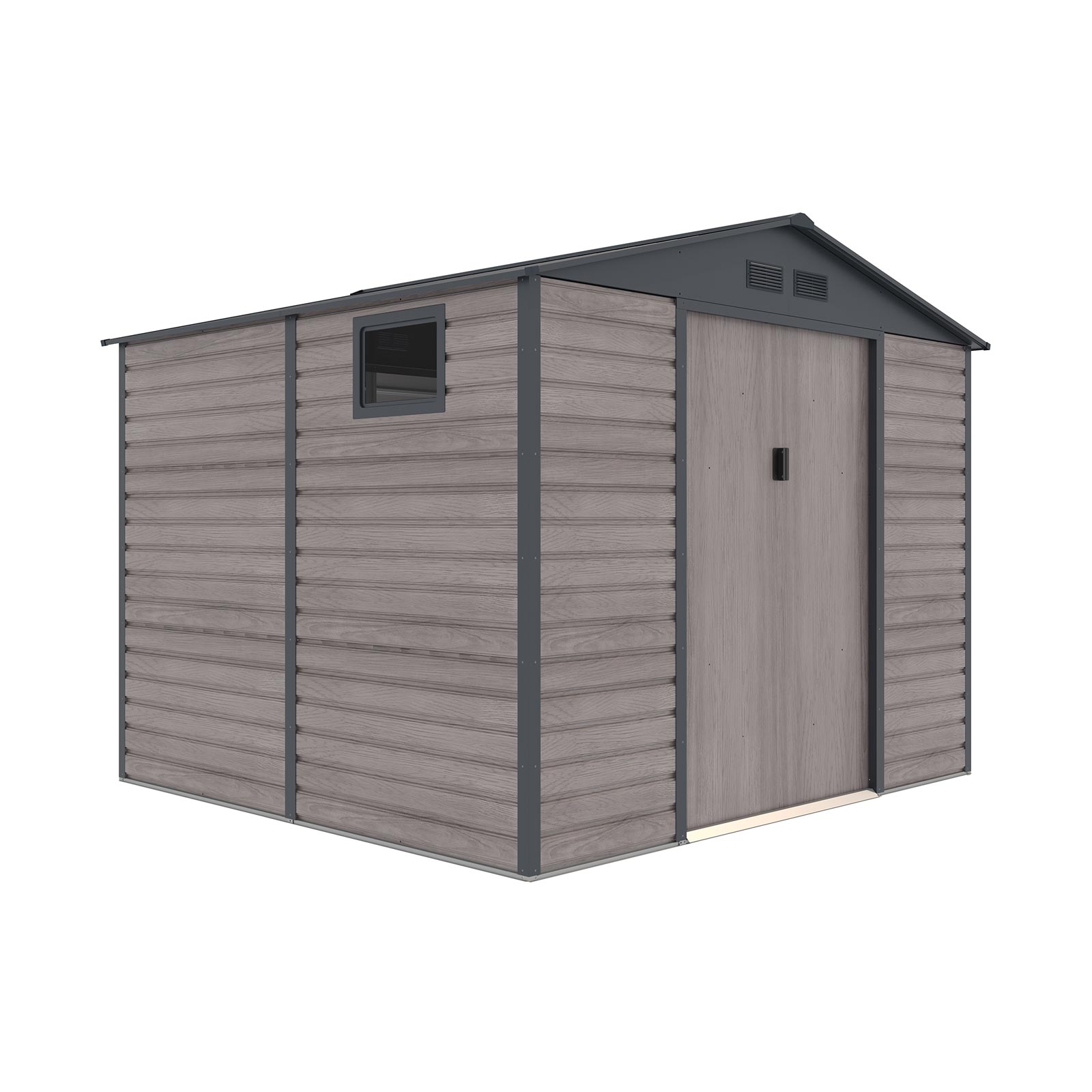 Caseta Metálica Gardiun Surrey 7,06 m2 Exterior 277x255x219 cm de Aço com Janela Lateral e Efeito Madeira Veiada