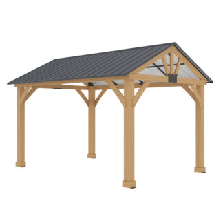 Pérgula de Jardim Gardiun Fénix 12 m² 300x401x282 cm Madeira laminada | Postes de 14x14 cm | Cobertura de aço | Fixação incluída