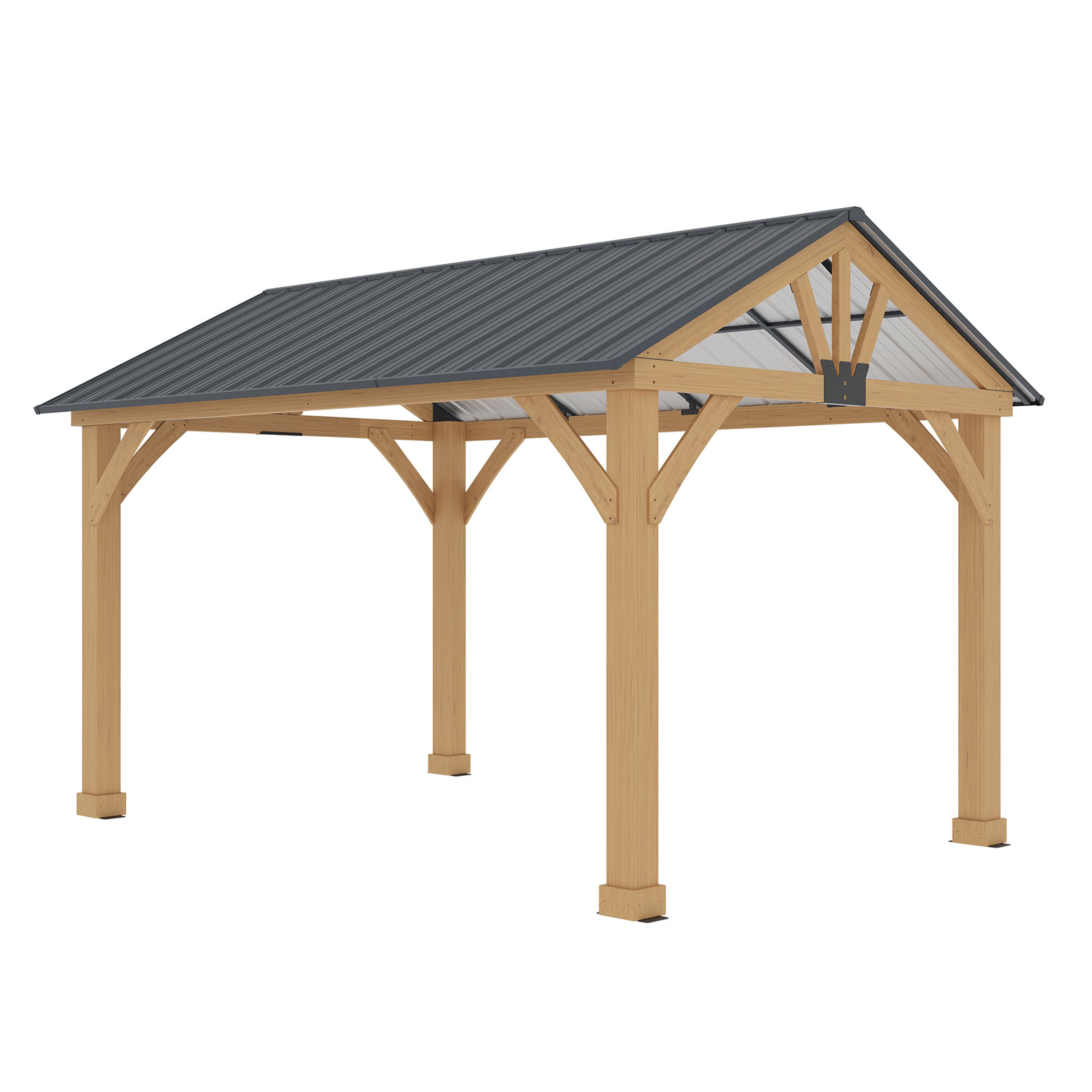 Pérgula de Jardim Gardiun Fénix 12 m² 300x401x282 cm Madeira laminada | Postes de 14x14 cm | Cobertura de aço | Fixação incluída