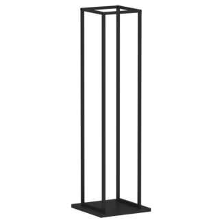 Porta-lenha de Interior Kekai Design 33x33x115 cm com Estrutura em Aço Galvanizado e Suporte Inferior, cor Preto