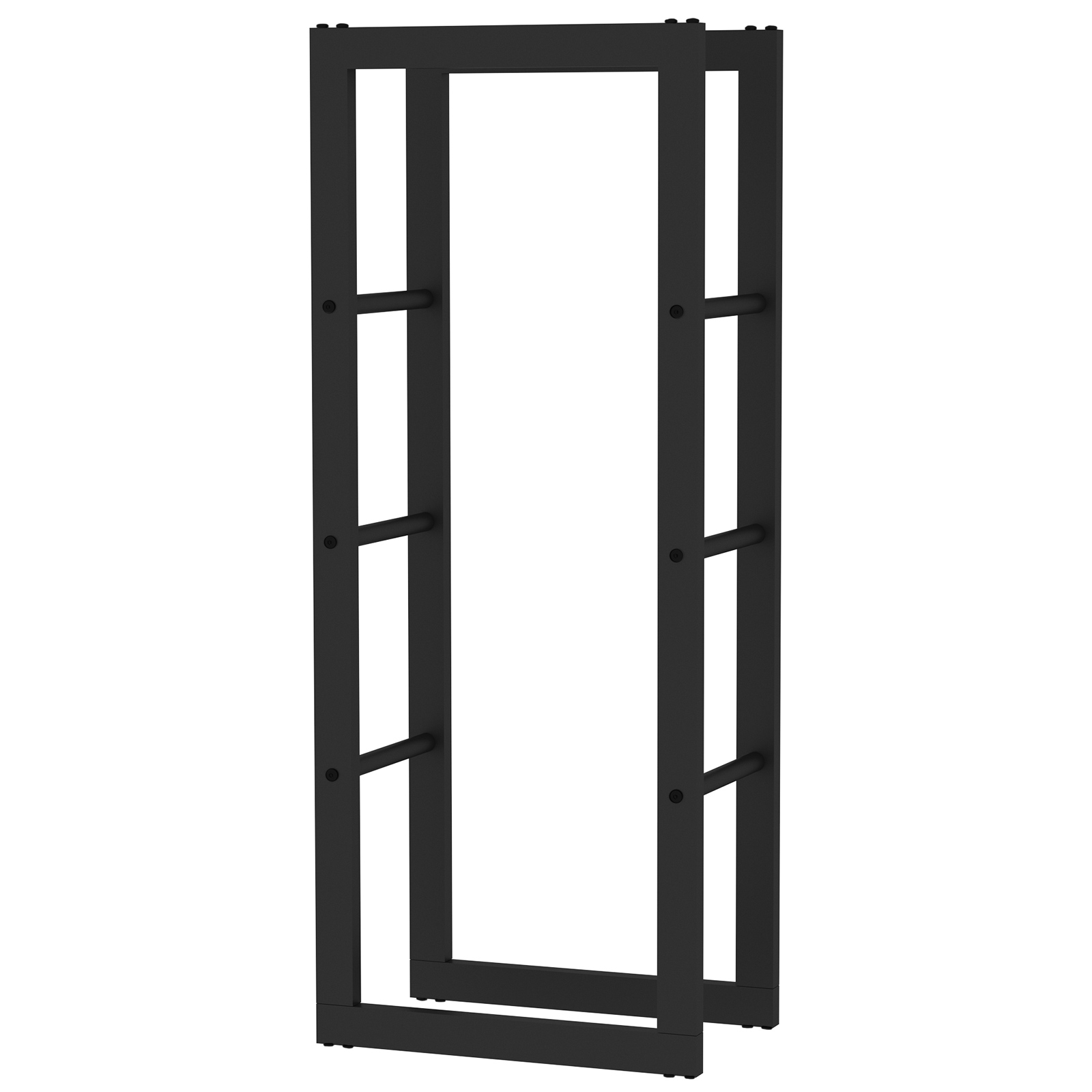 Porta-lenha de Interior Kekai Rack I 40x25x100 cm Armazenamento de Madeira com Estrutura de Aço Galvanizado, cor Preto