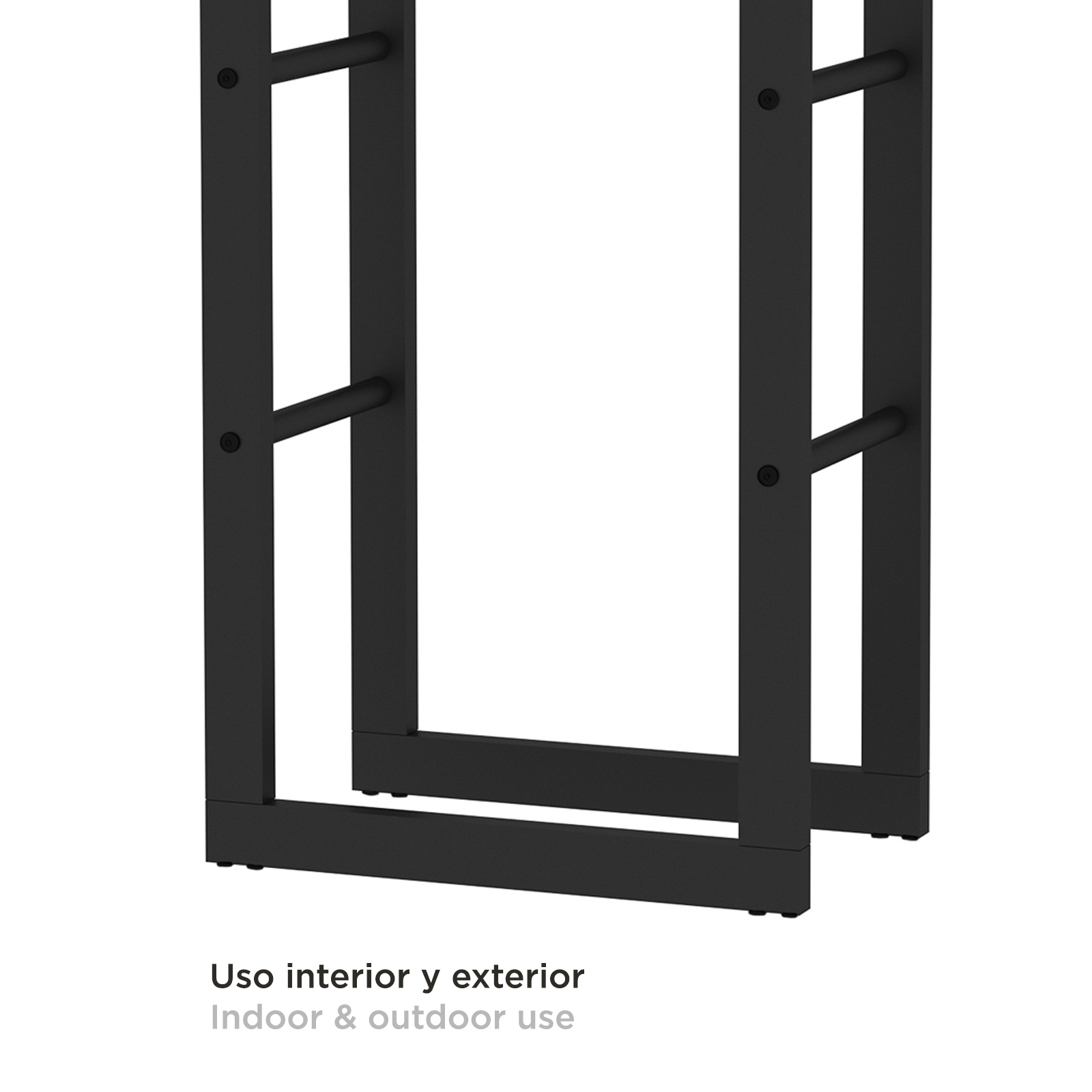 Porta-lenha de Interior Kekai Rack I 40x25x100 cm Armazenamento de Madeira com Estrutura de Aço Galvanizado, cor Preto - Image 5
