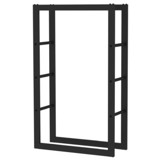 Porta-lenha de Interior Kekai Rack III 60x25x100 cm Armazenamento de Madeira com Estrutura de Aço galvanizado, Cor Preto