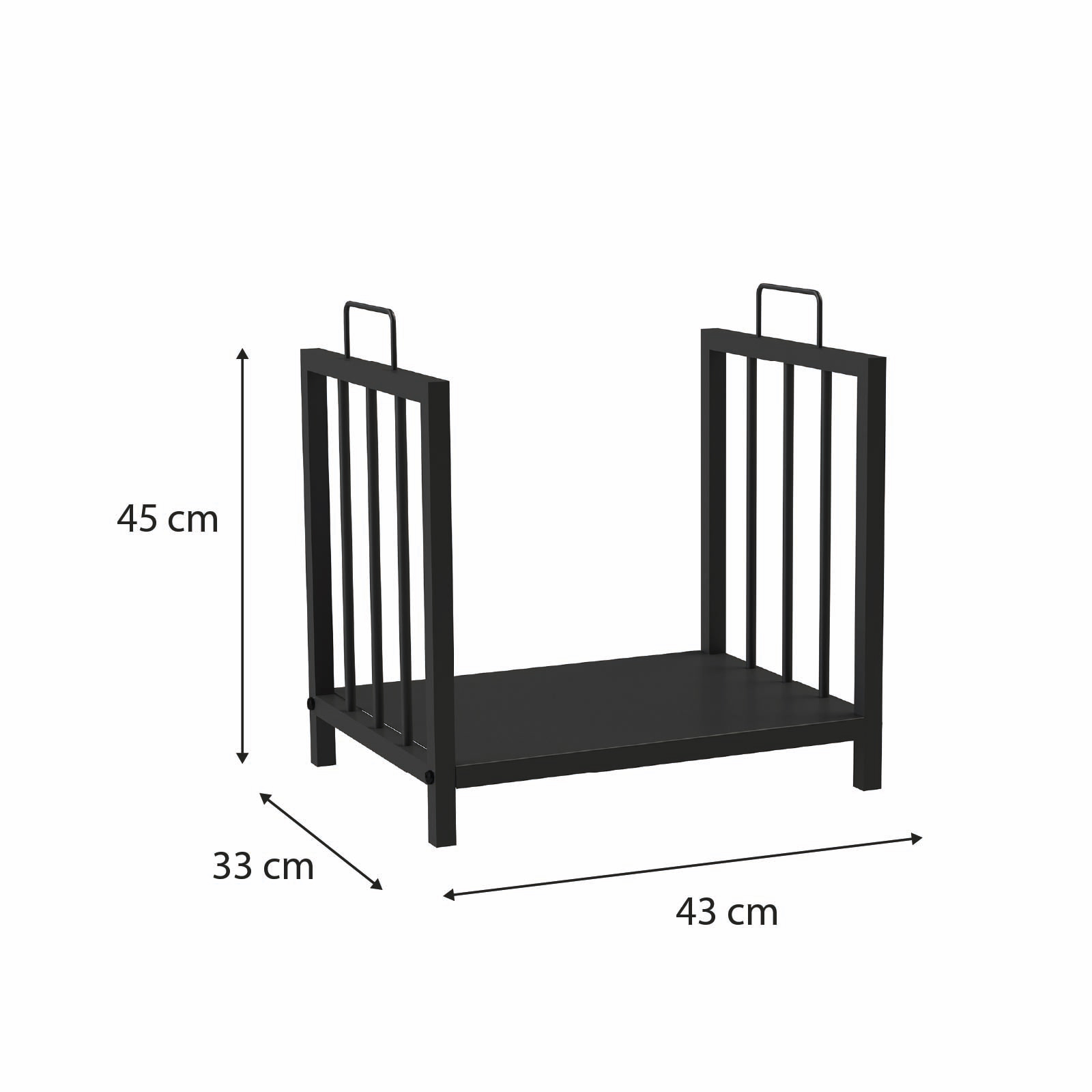 Cesto para Lenha de Interior Kekai Handle 43x33x45 cm Estrutura em Aço Galvanizado com Pegas e Suporte Inferior, cor Preto - Image 4