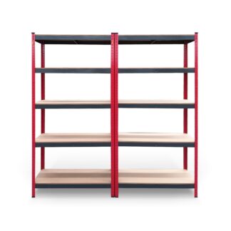 Conjunto de 2 Estantes Metálicas CATTERHOUSE Rack Cargo Advance 90 - 180x40x180 cm em Aço Galvanizado e MDF com Prateleiras Ajustáveis