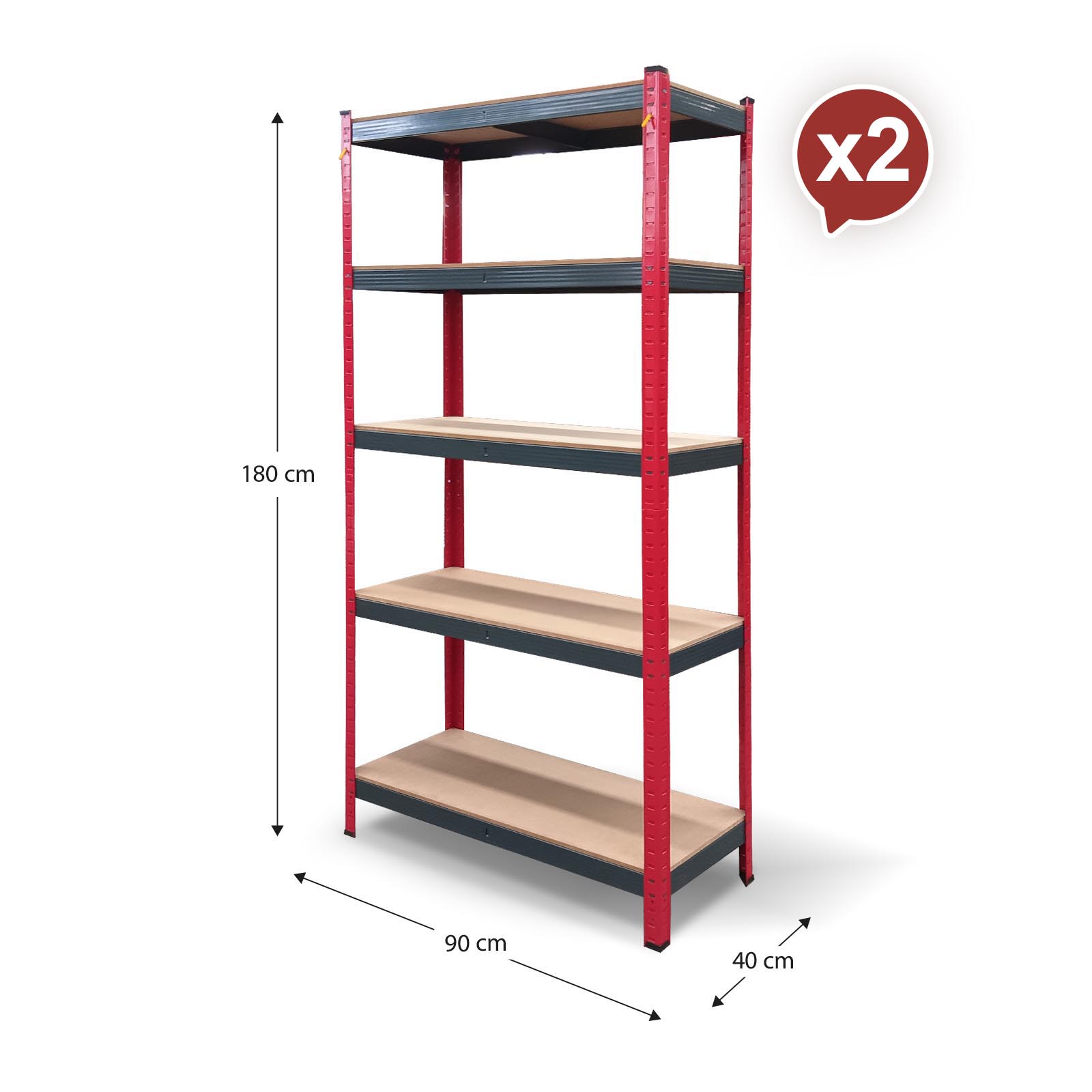 Conjunto de 2 Estantes Metálicas CATTERHOUSE Rack Cargo Advance 90 - 180x40x180 cm em Aço Galvanizado e MDF com Prateleiras Ajustáveis - Image 4