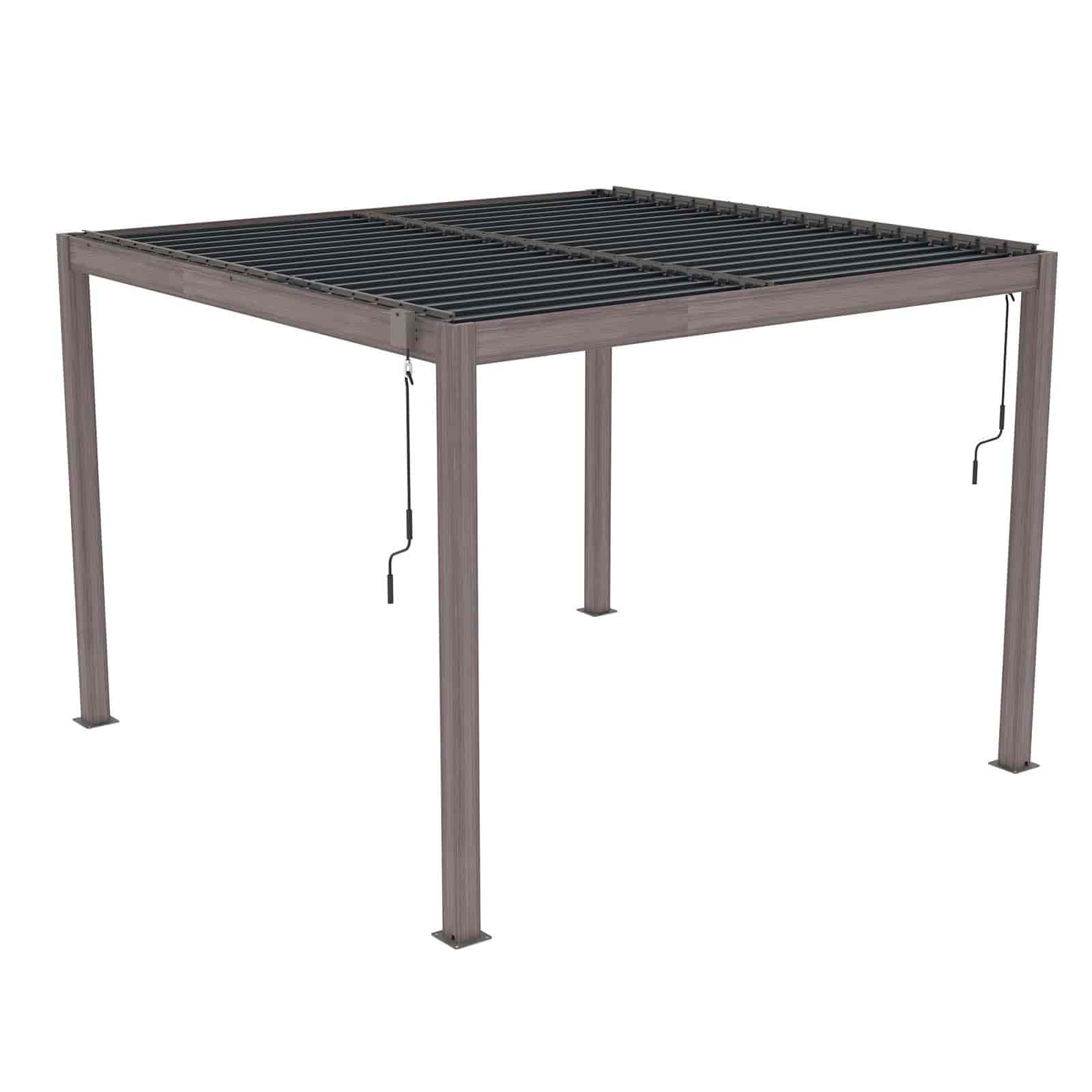 Pérgula Bioclimática Gardiun Hampshire 300x300x260 cm de 9 m² Caramanchão para Jardim | Fabricado em Alumínio e Aço Galvanizado | Efeito Madeira