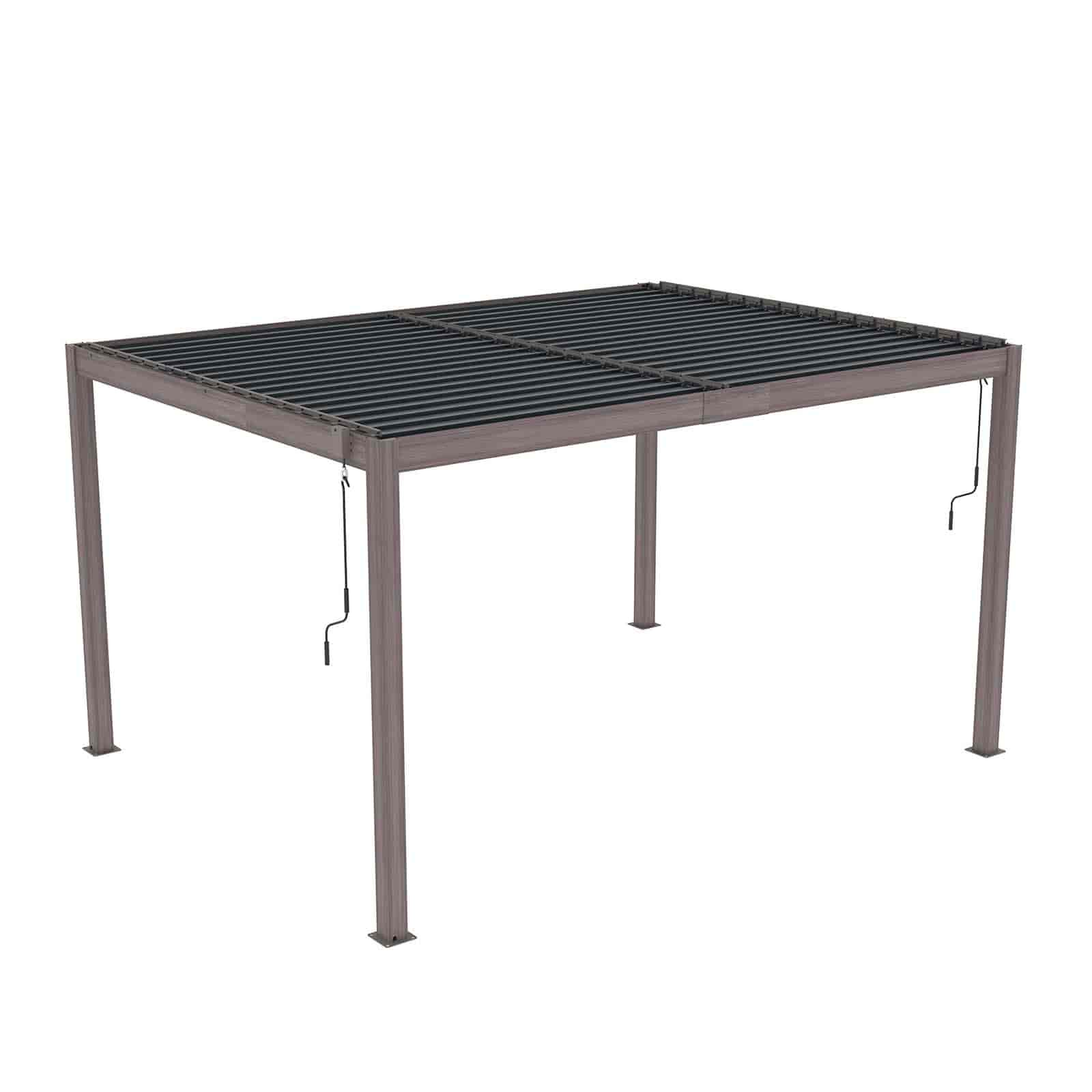 Pérgula Bioclimática Gardiun Hampshire 395x305x220 cm 12m² Caramanchão para Jardim | Fabricado em Alumínio e Aço Galvanizado | Efeito Madeira