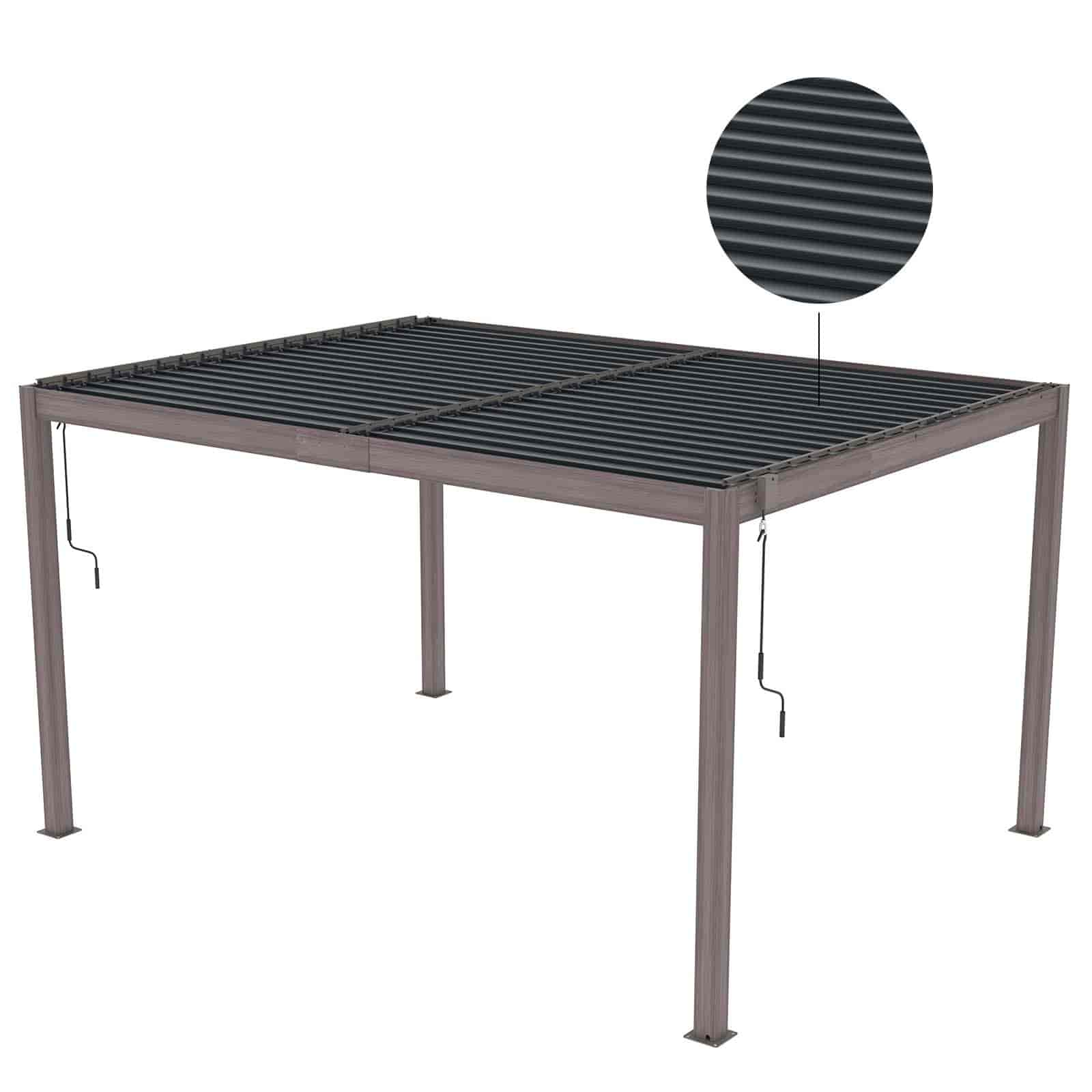 Pérgula Bioclimática Gardiun Hampshire 395x305x220 cm 12m² Caramanchão para Jardim | Fabricado em Alumínio e Aço Galvanizado | Efeito Madeira - Image 3