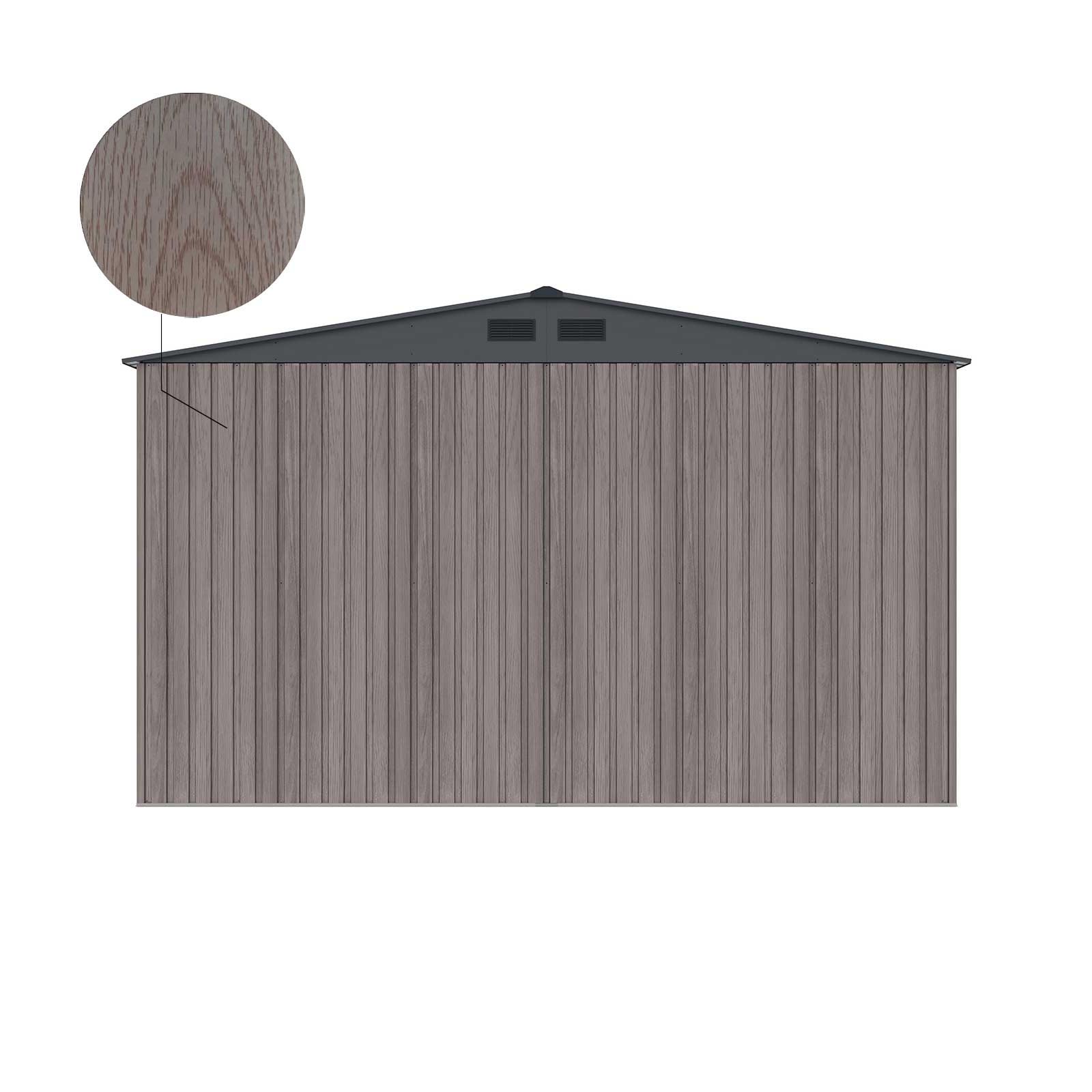 Garagem Metálica Gardiun Surrey 15,96 m2 380x420x232 cm 1 Carro | Porta Dupla Abatível, Porta Lateral e Ventiladores | Efeito Madeira - Image 3