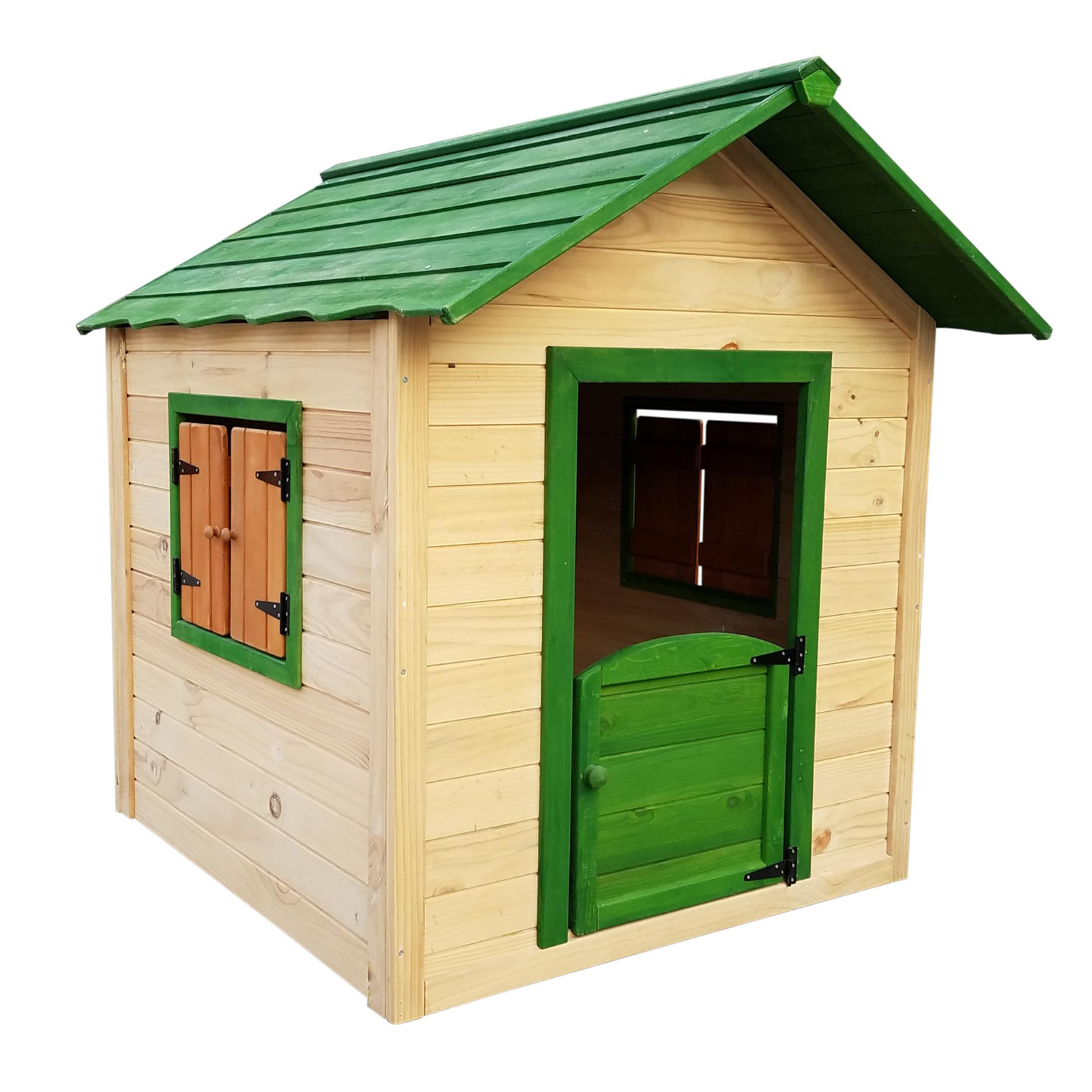 Casinha Infantil de Madeira Robincool Kela 1,6 m² de 116x138x132 cm com Porta Basculante, Janelas e Piso