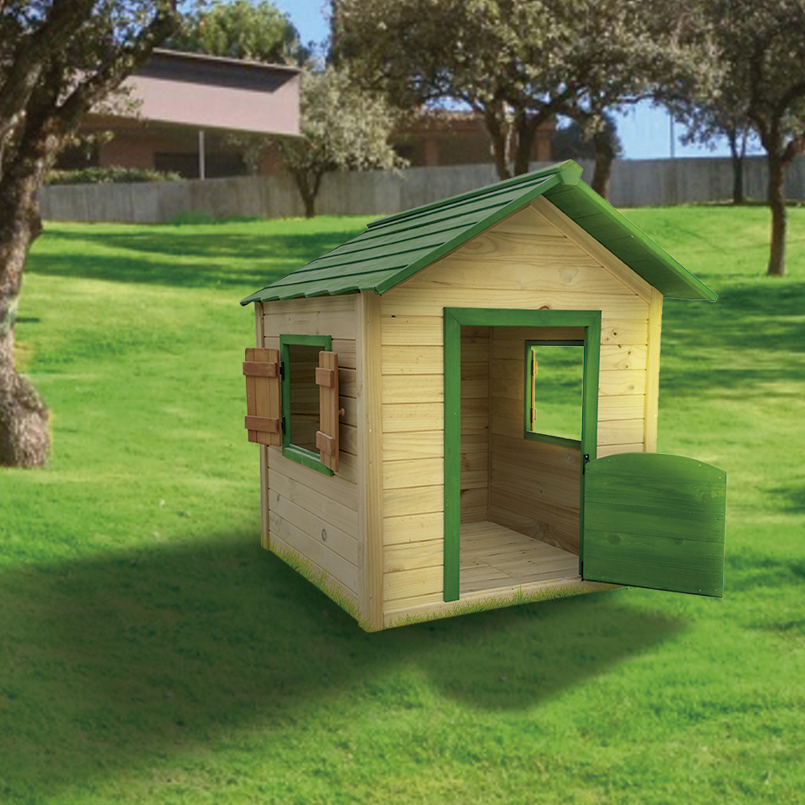 Casinha Infantil de Madeira Robincool Kela 1,6 m² de 116x138x132 cm com Porta Basculante, Janelas e Piso - Image 2