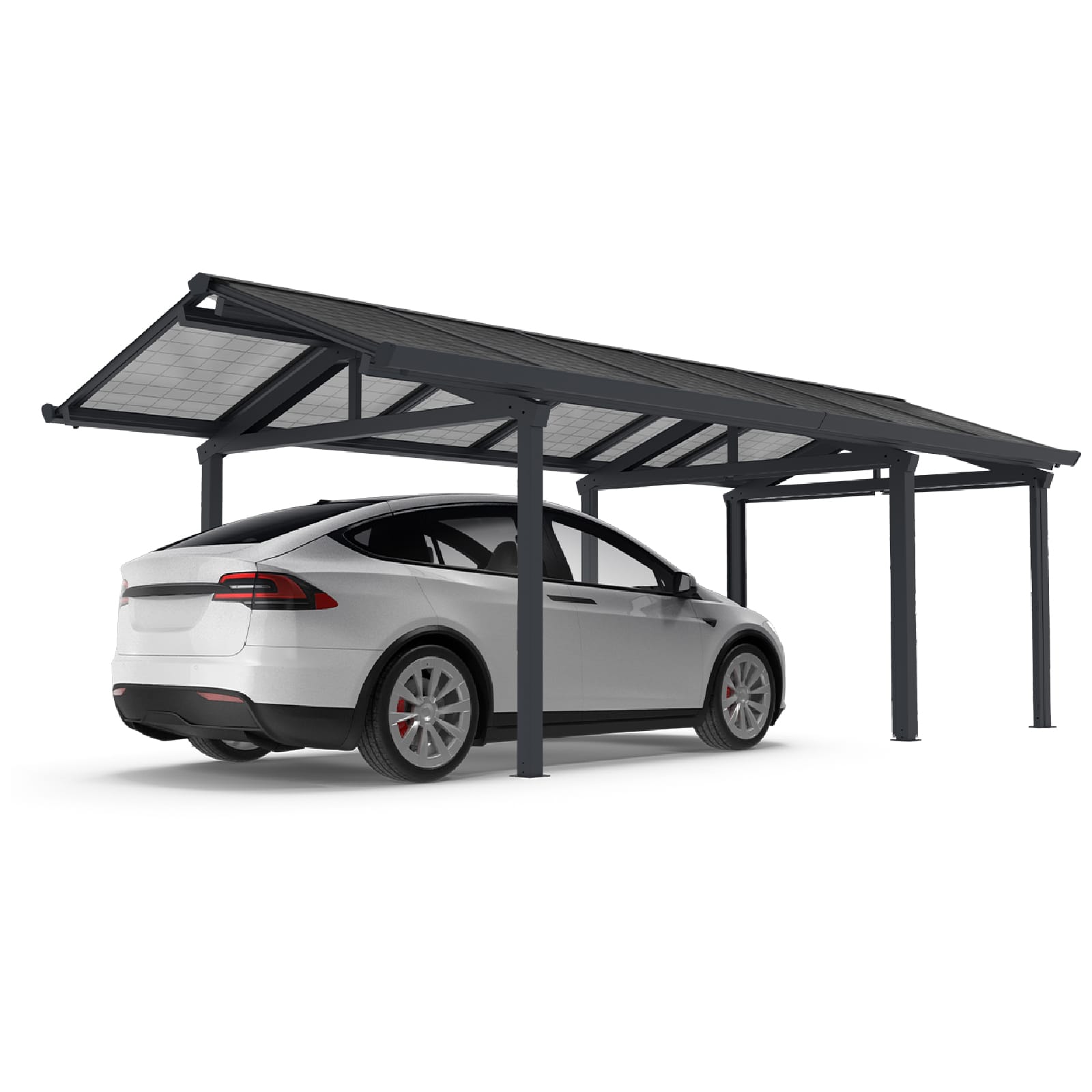 Marquise Solar Gardiun Techno Becquerel I 340x712x277 cm Garagem | Painéis Fotovoltaicos Alumínio 30 mm | Sistema de Águas Pluviais
