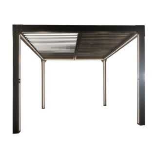 Pérgula Bioclimática Gardiun Somerset 300x300x248 cm - 9m² Caramanchão Alumínio Antracite | Iluminação LED e Lamelas Ajustáveis