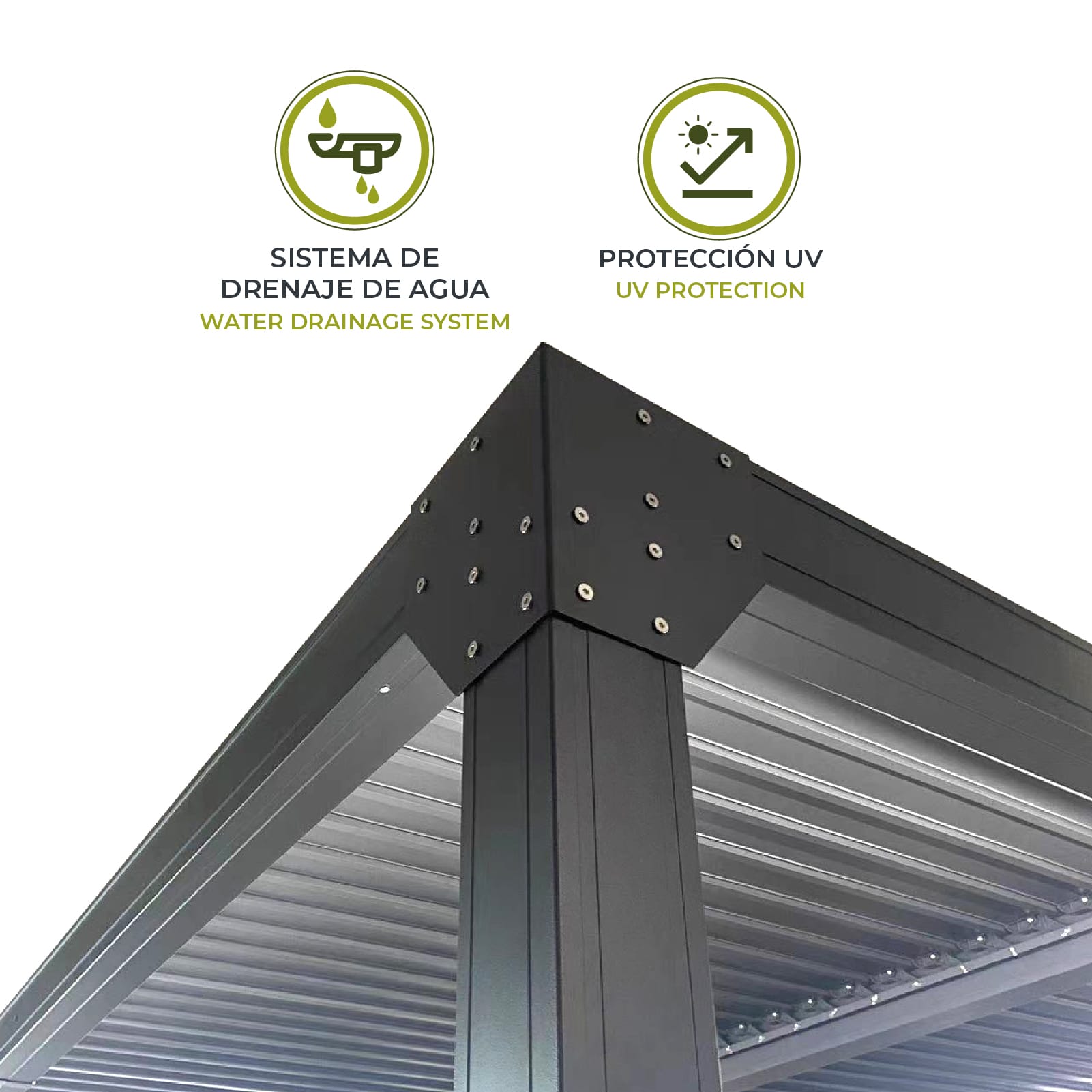Pérgula Bioclimática Gardiun Somerset 300x300x248 cm - 9m² Caramanchão Alumínio Antracite | Iluminação LED e Lamelas Ajustáveis - Image 5