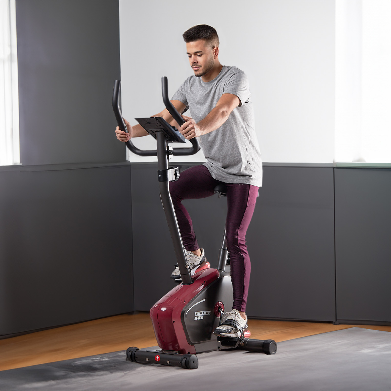 Bicicleta Estática Siluet B0003S 86x44,5x140cm Volante de Inércia 5 kg | 7 Funções e Ecrã LCD | Rodas | Suporte para Tablet Móvel - Image 2