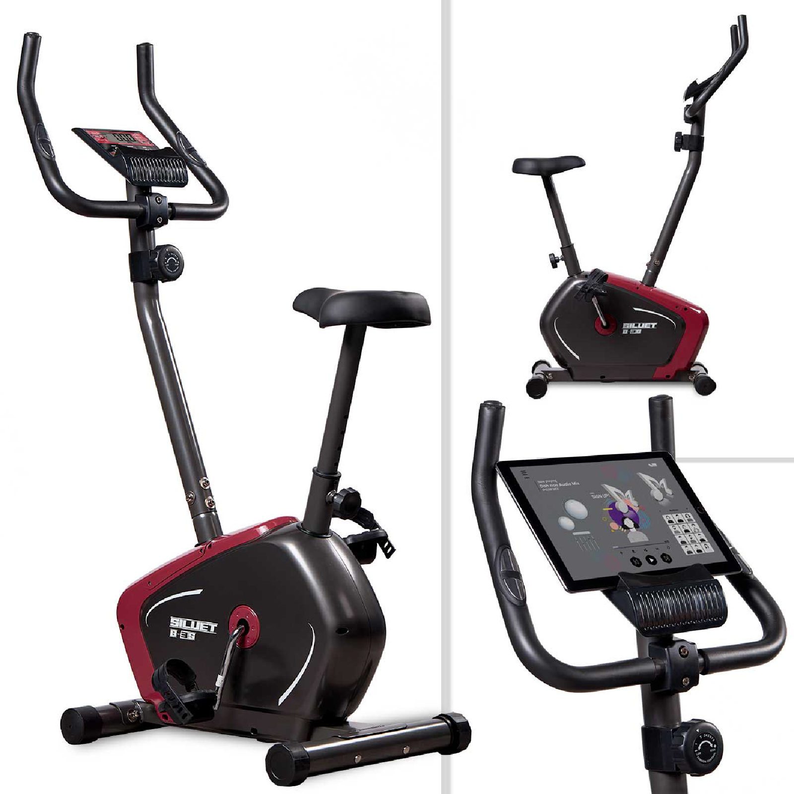 Bicicleta Estática Siluet B0003S 86x44,5x140cm Volante de Inércia 5 kg | 7 Funções e Ecrã LCD | Rodas | Suporte para Tablet Móvel - Image 3