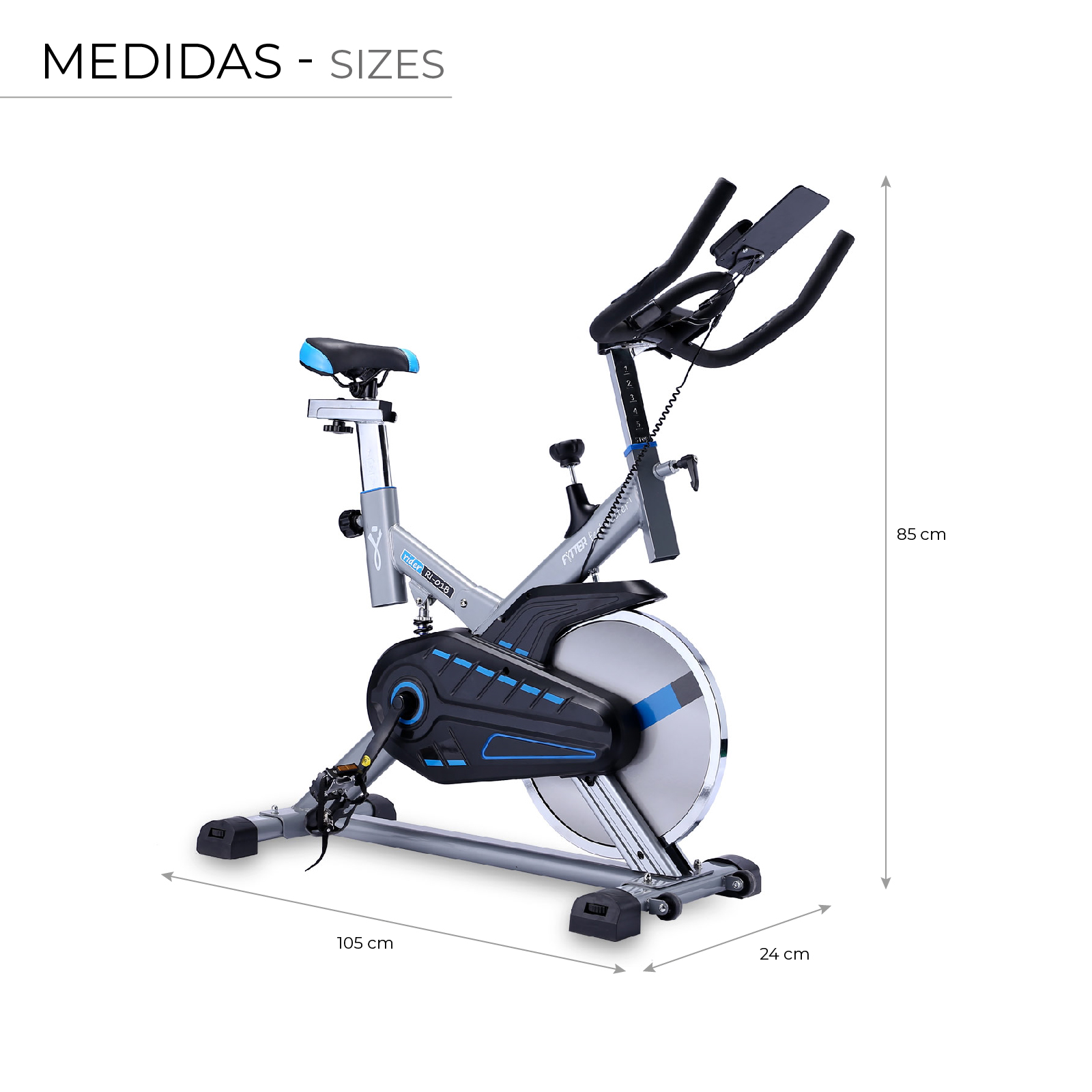 Bicicleta Ciclo Indoor Fytter Rider RI-01B 113x50x119 cm 7 funções, pulsómetro, inércia de 13 kg e resistência regulável - Image 4
