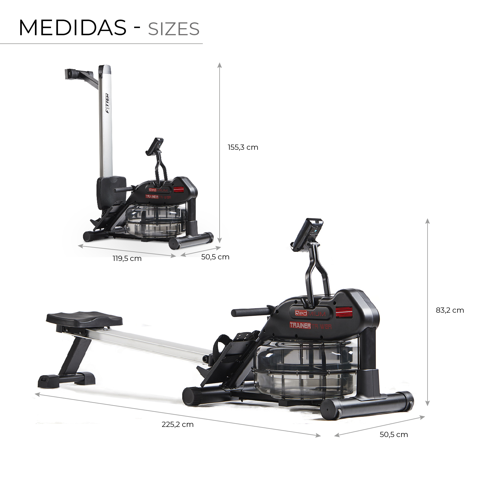 Remos de água dobráveis Fytter TRW08RV2 225 × 50,5 × 83,2 cm | 9 níveis de resistência | Montagem «plug&run» | Ligação iOS Android - Image 4