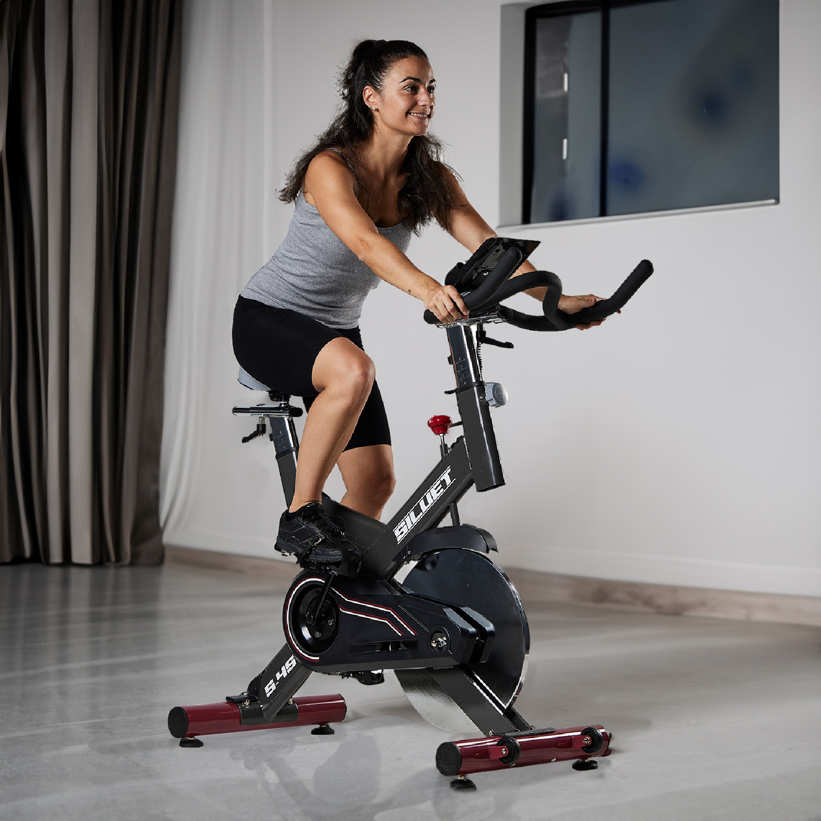 Bicicleta de Ciclo Indoor Siluet S-4S 115x51x119 cm 7 funções, pulsómetro, inércia de 18 kg e resistência regulável - Image 2
