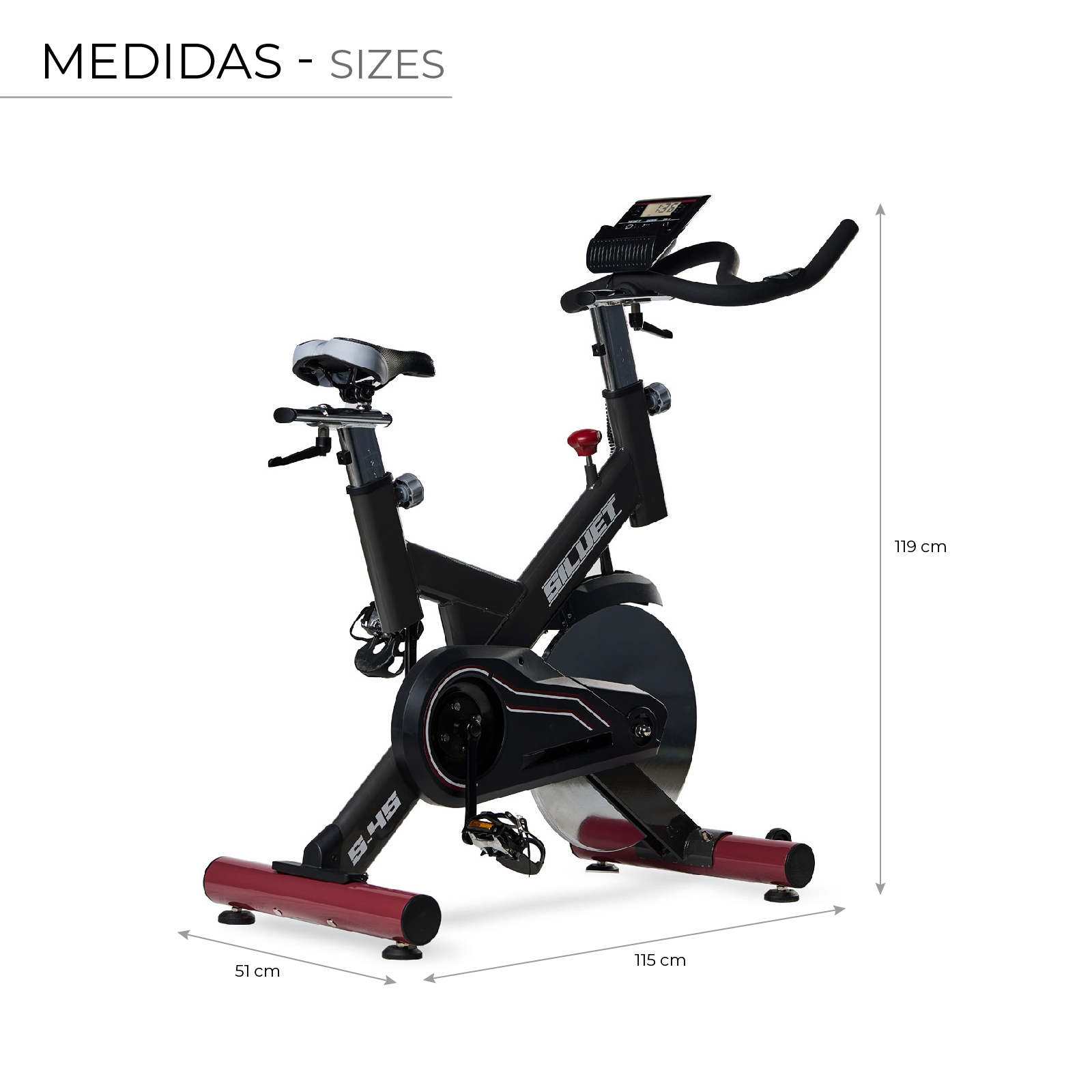 Bicicleta de Ciclo Indoor Siluet S-4S 115x51x119 cm 7 funções, pulsómetro, inércia de 18 kg e resistência regulável - Image 4