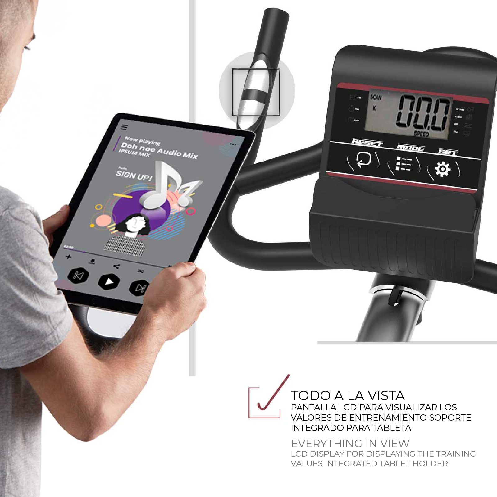 Bicicleta de Ciclo Indoor Siluet S-4S 115x51x119 cm 7 funções, pulsómetro, inércia de 18 kg e resistência regulável - Image 5