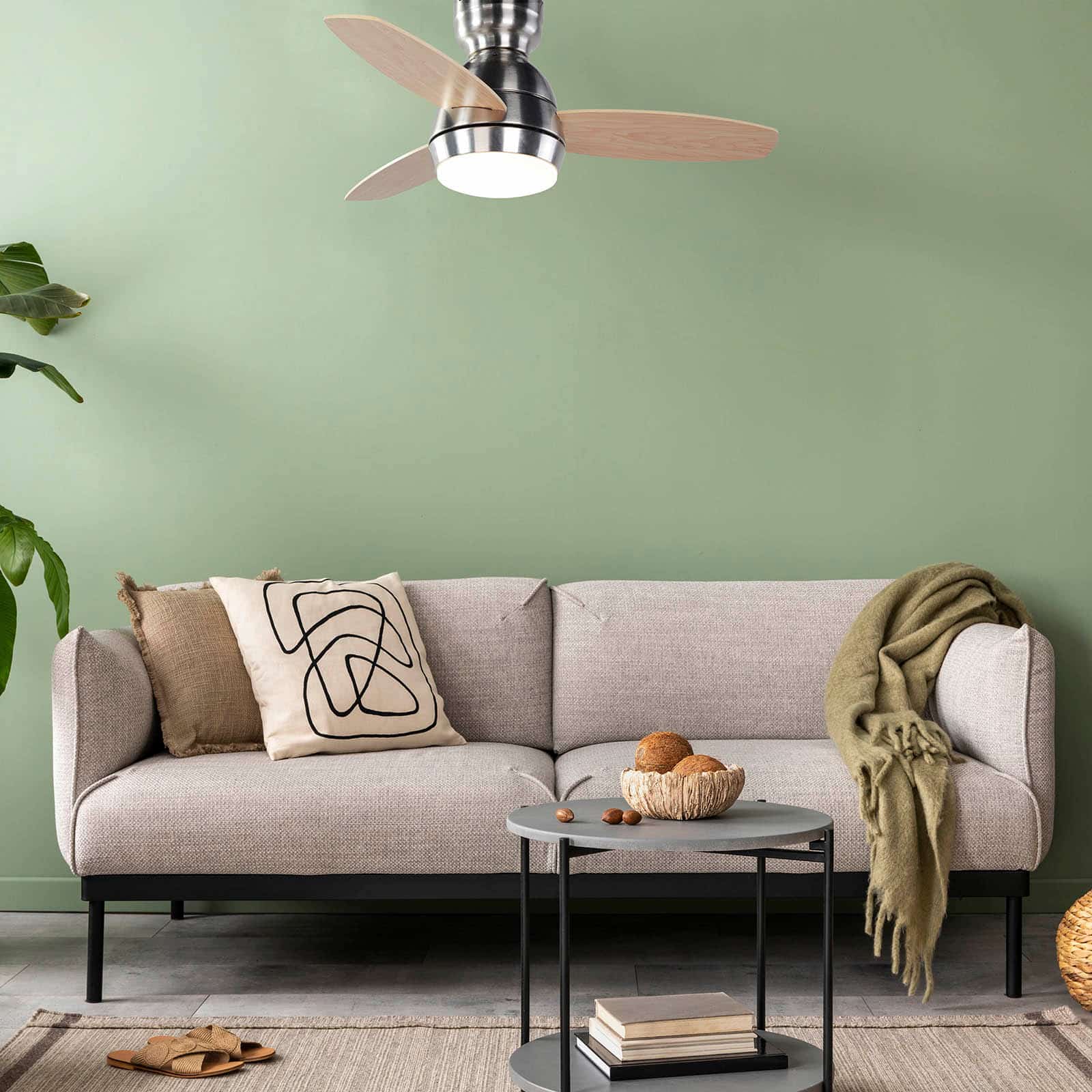 Ventilador de Teto Kekai Mistral DC 92x34 cm 55W prateado com pás de madeira, Luz regulável, Temporizador e Controle remoto - Image 2