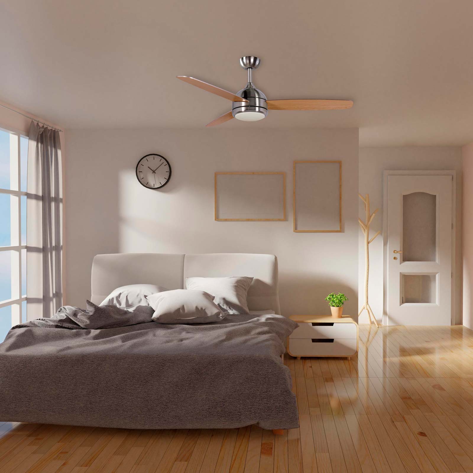 Ventilador de Teto Kekai Siroco Prata DC 132x40cm 55W Prata com pás de madeira, Luz regulável, Temporizador e Aplicação inteligente - Image 2