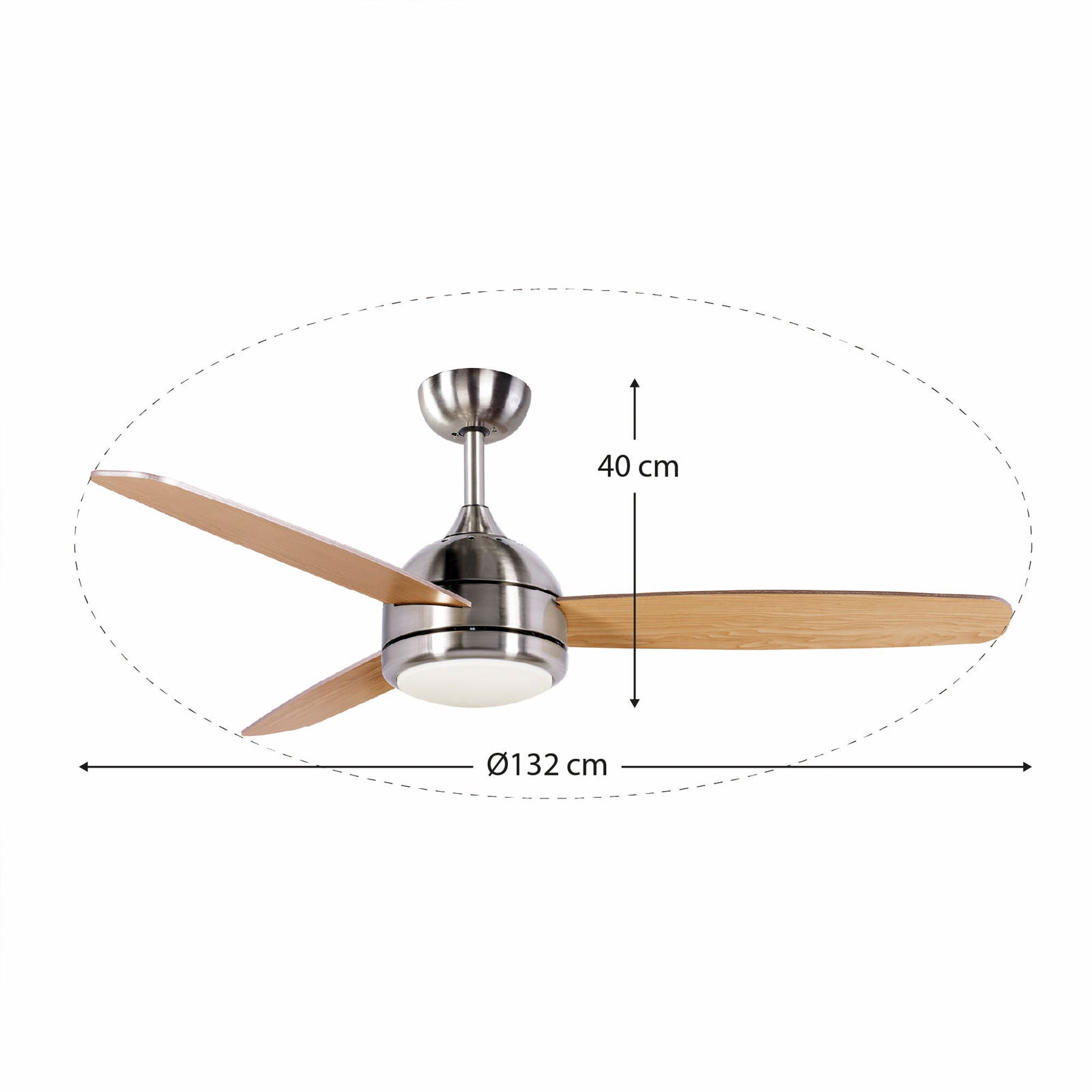 Ventilador de Teto Kekai Siroco Prata DC 132x40cm 55W Prata com pás de madeira, Luz regulável, Temporizador e Aplicação inteligente - Image 4