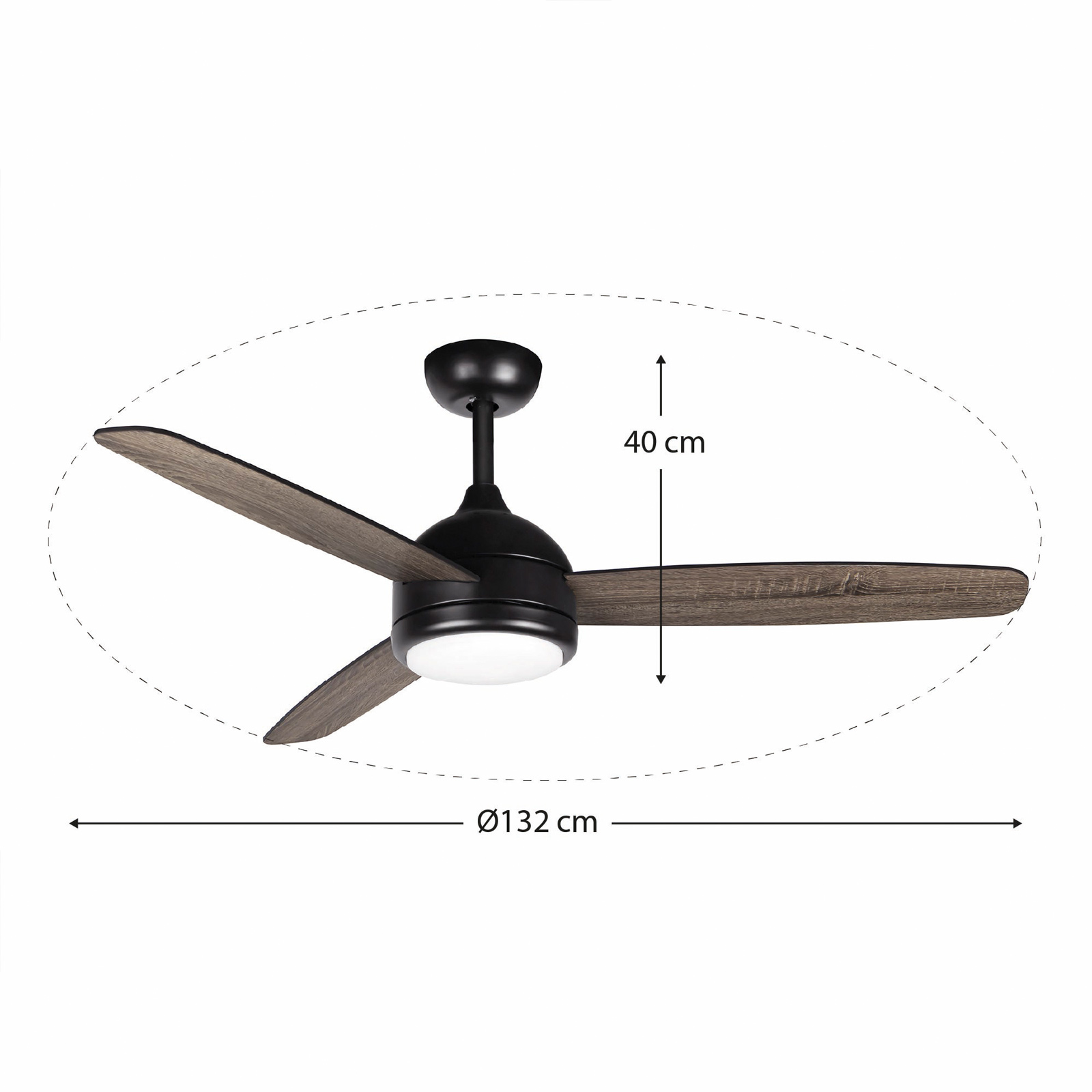 Ventilador de Teto Kekai Siroco Preto DC 132x40cm 55W Preto com pás de madeira, Luz regulável, Temporizador e Aplicação inteligente - Image 4