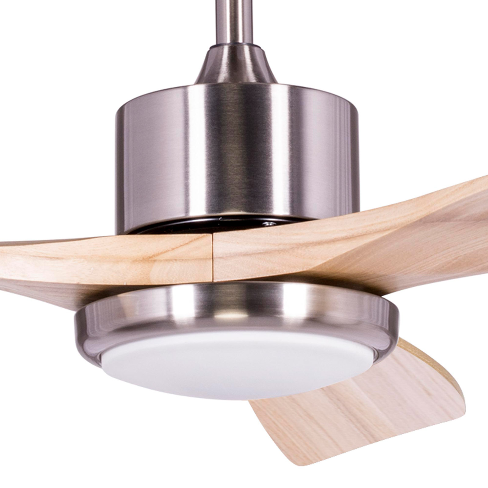 Ventilador de teto Kekai Tramontana DC 132x40cm 55W prateado com pás de madeira, Luz regulável, Temporizador e Aplicação inteligente - Image 3