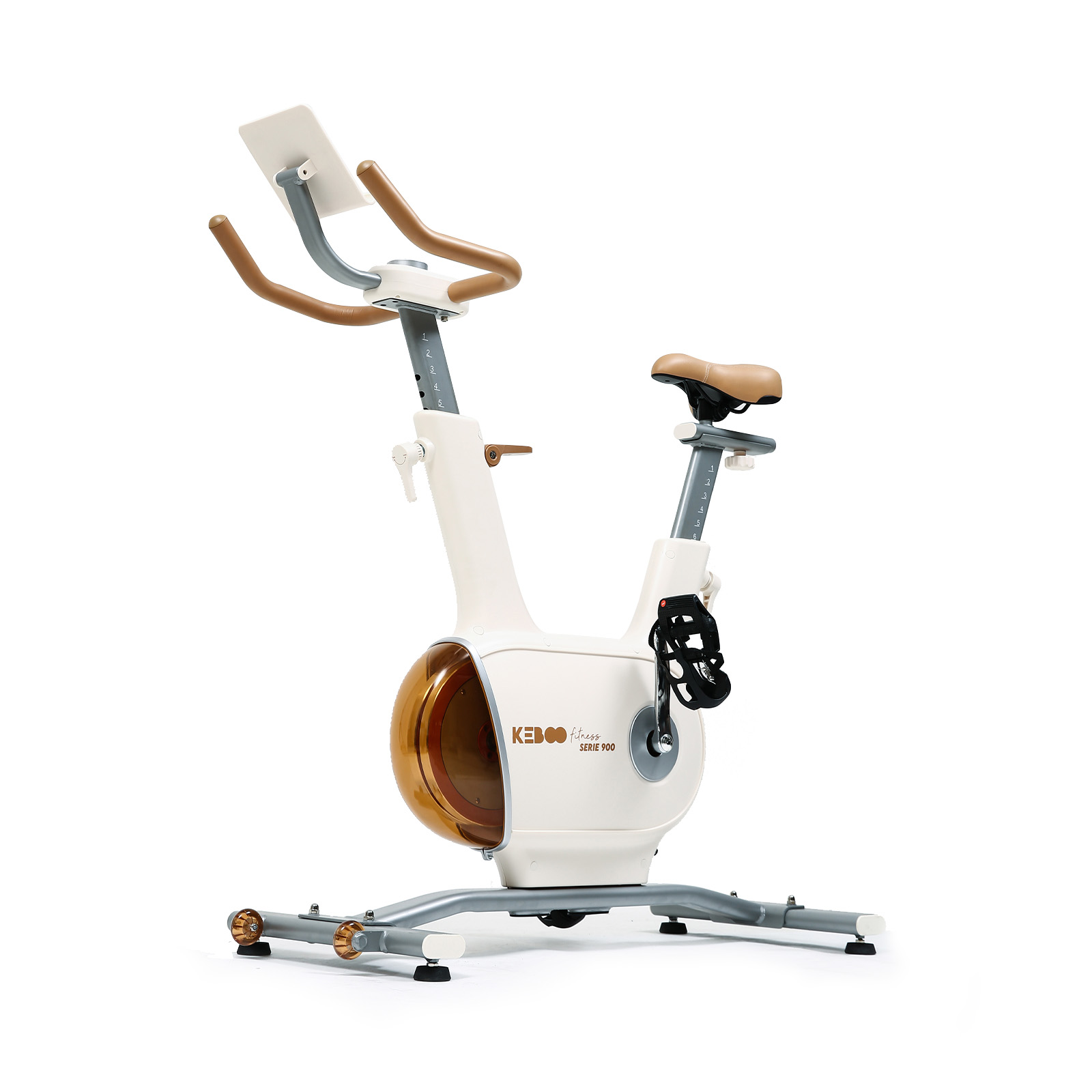 Bicicleta Estática Keboo Fitness Série 900 Branca Travagem Magnética | Inércia 7 kg e 32 Níveis | Pedais Antiderrapantes