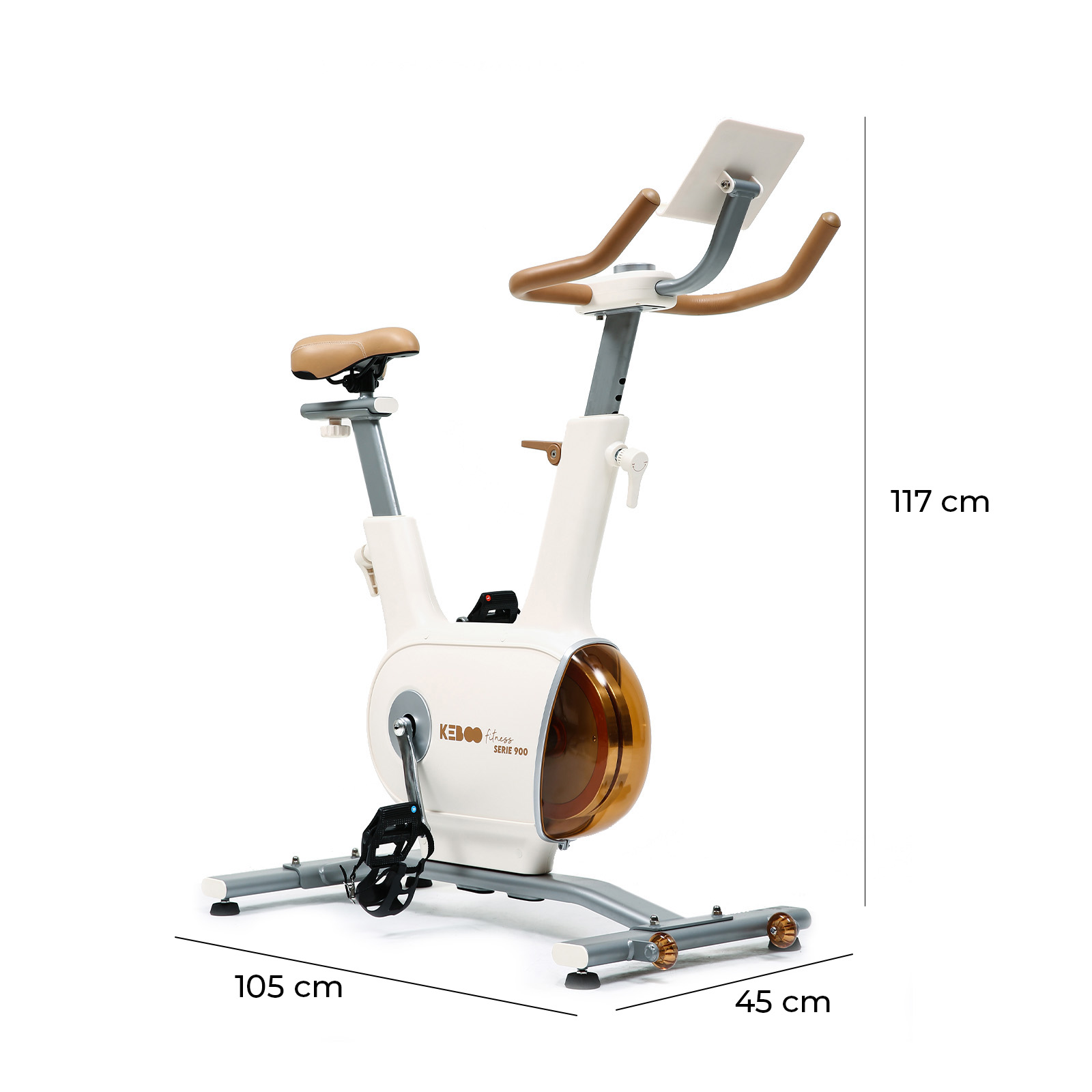 Bicicleta Estática Keboo Fitness Série 900 Branca Travagem Magnética | Inércia 7 kg e 32 Níveis | Pedais Antiderrapantes - Image 4